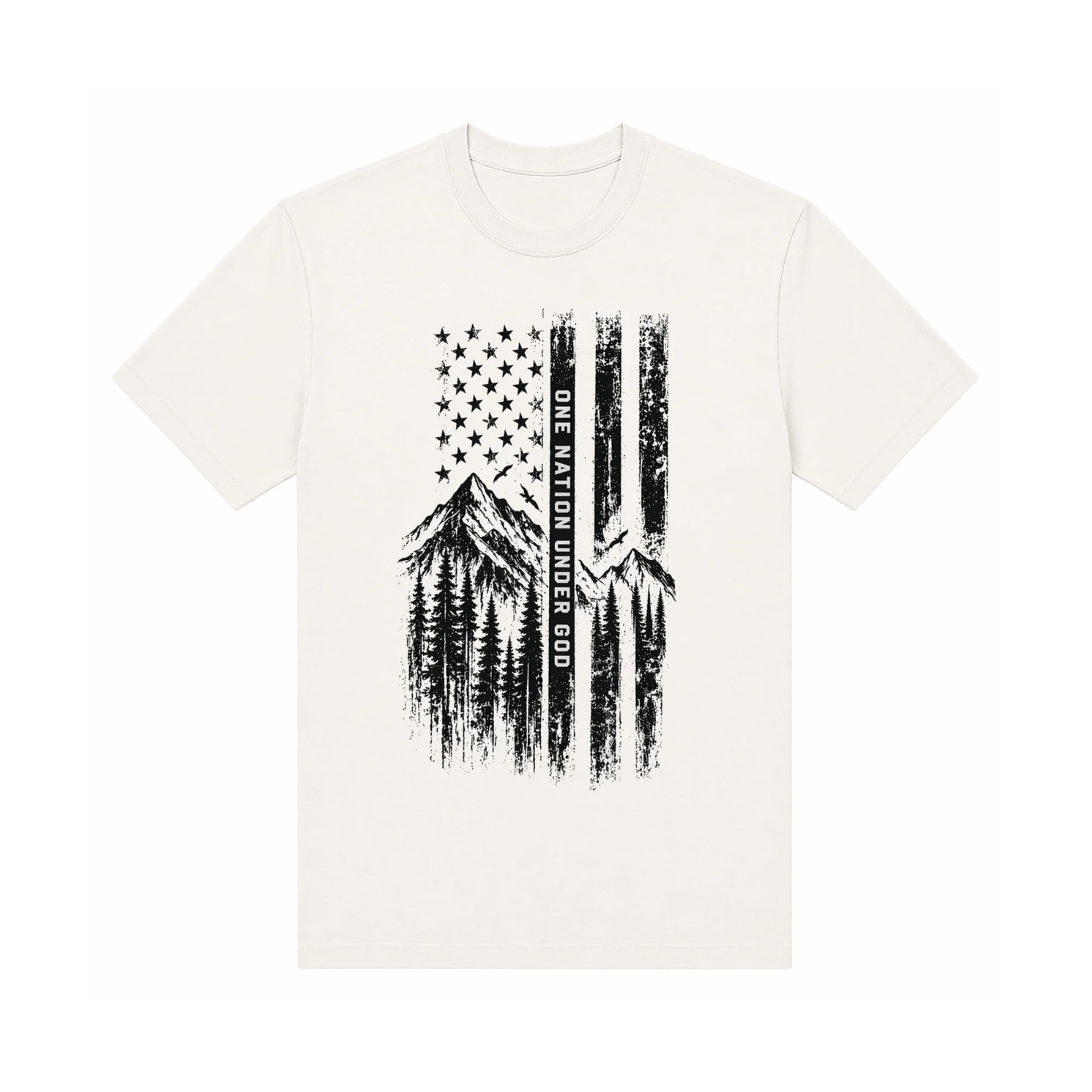 Reusable T-Shirt – Patriotic – Flag Mountains Original