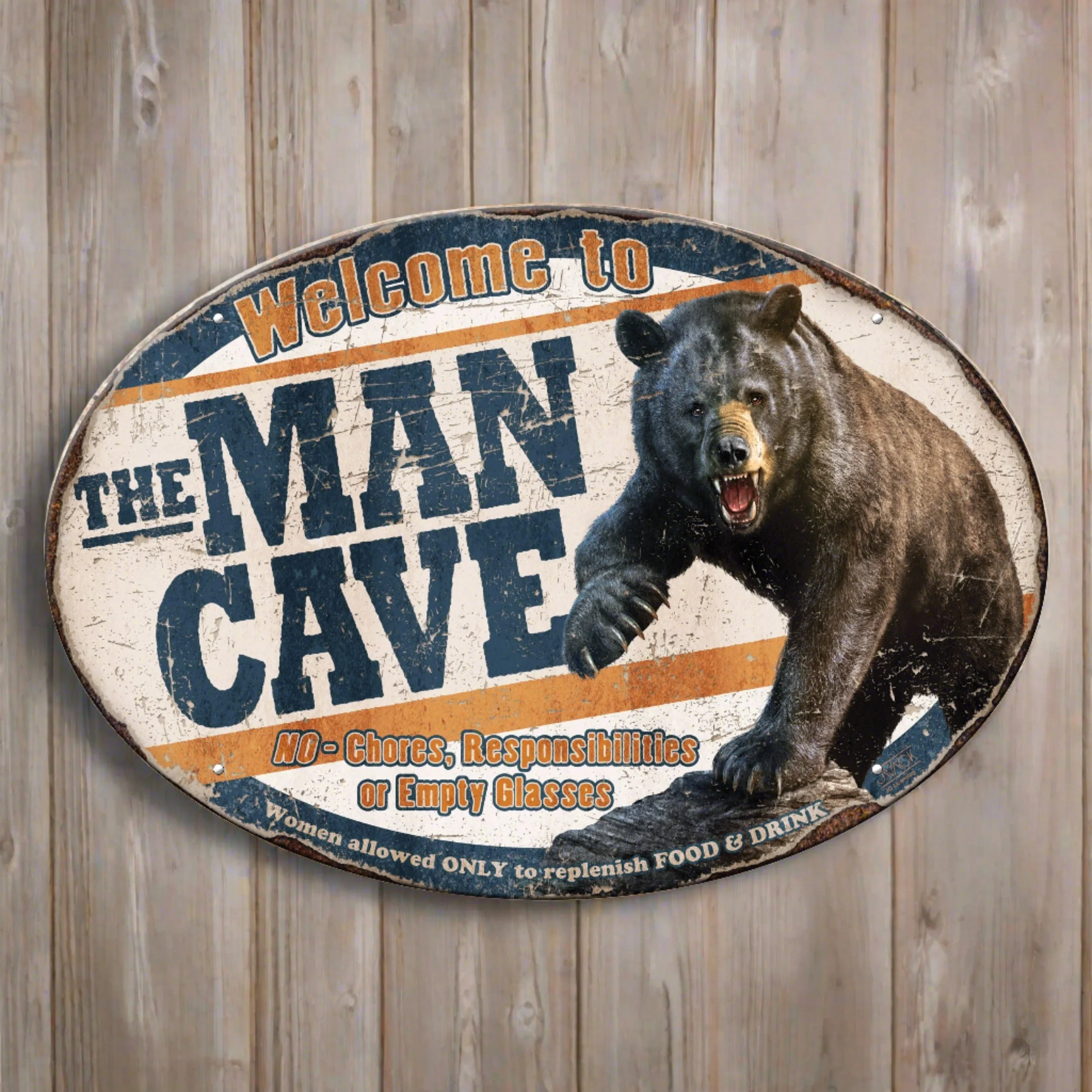 Soft Tin Sign 12in x 17in-Bear Man Cave Long-Lasting