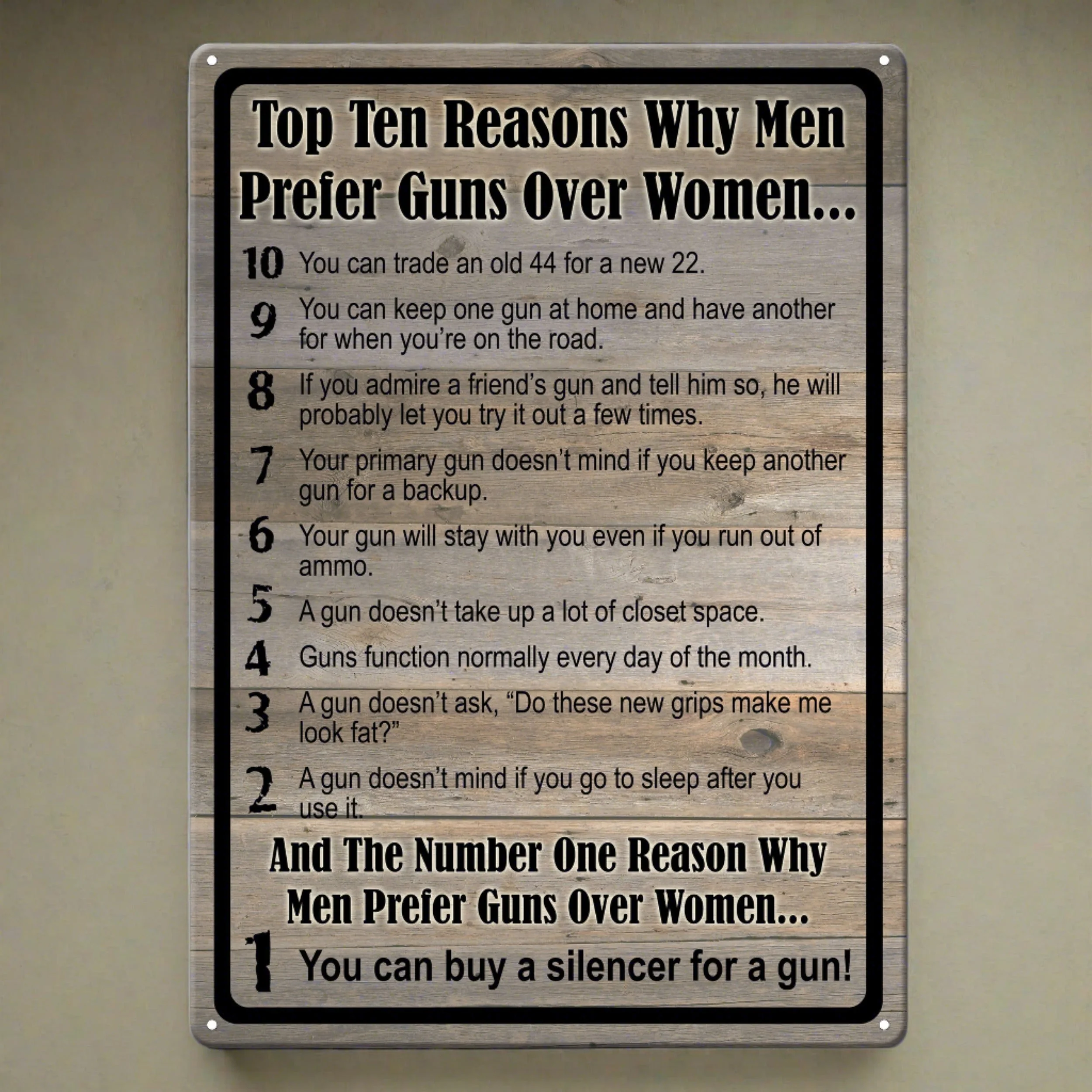 Certified Tin Sign 12in x 17in-Gun over Women Selected