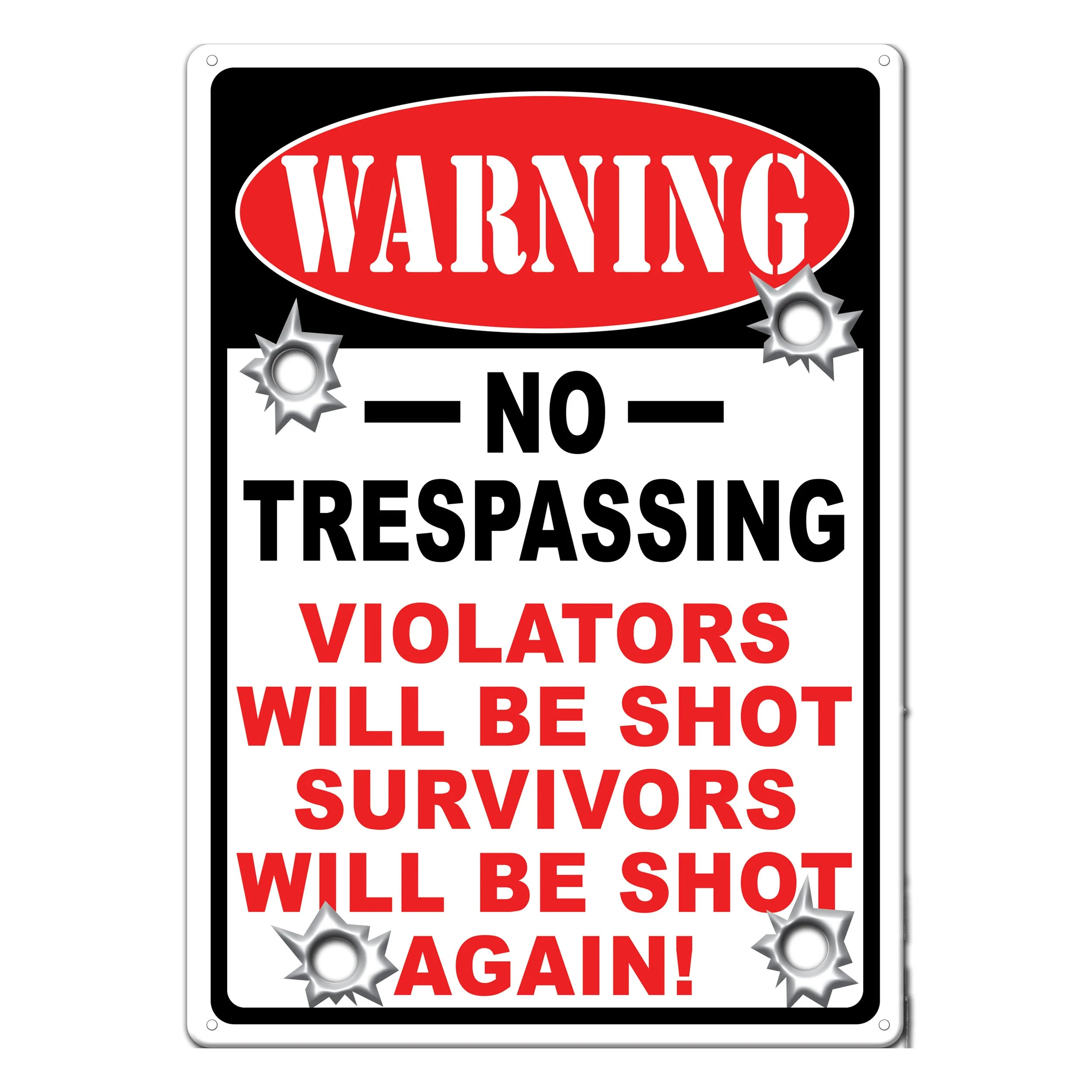 Pure Tin Sign 12in x 17in-Warning No Trespassing Functional
