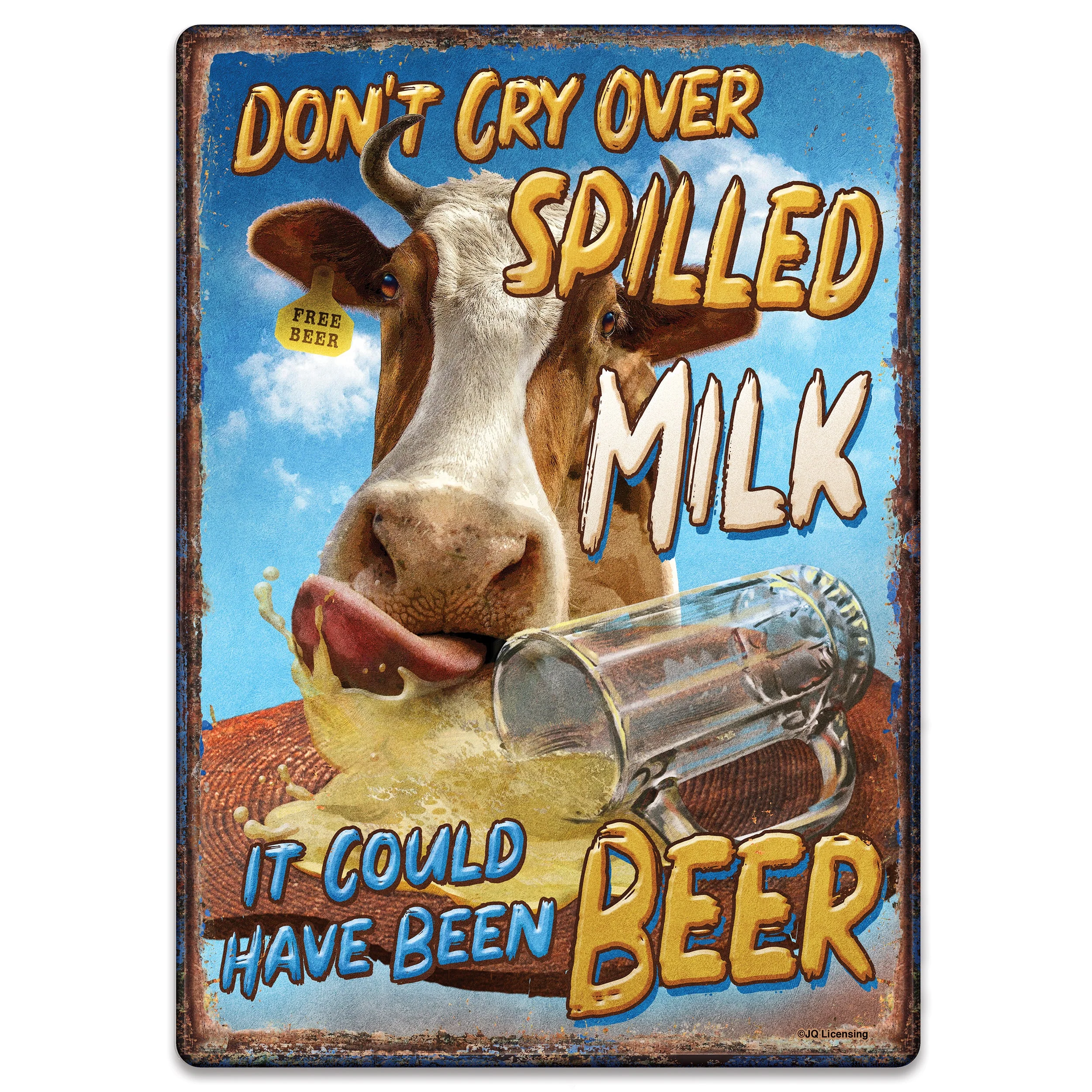 Classic Metal Tin Signs Funny Vintage Personalized 12-Inch x 17-Inch – Milk Beer Easy-to-Use