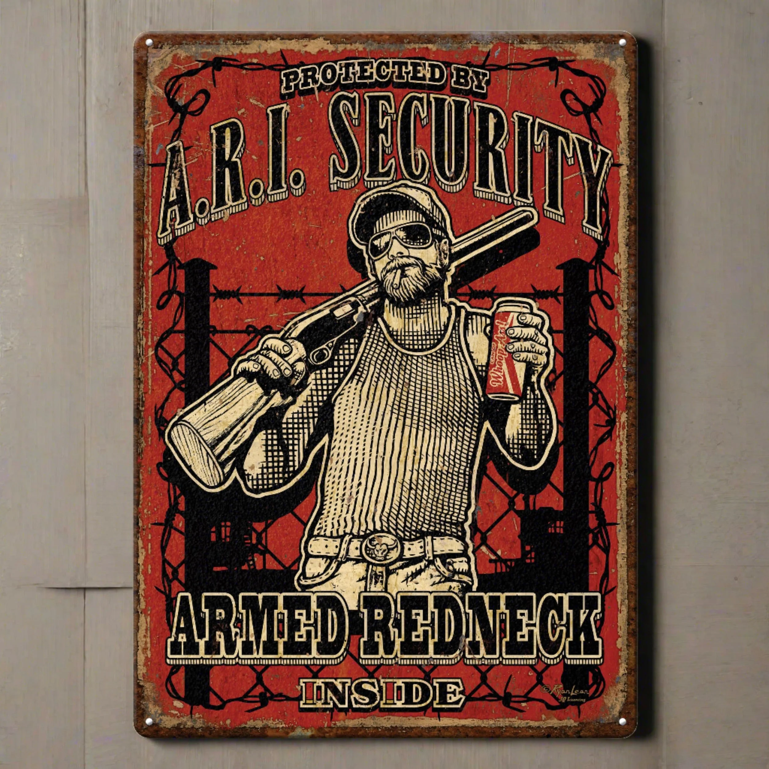 Breathable Tin Sign 12in x 17in-Armed Redneck Inside Exclusive