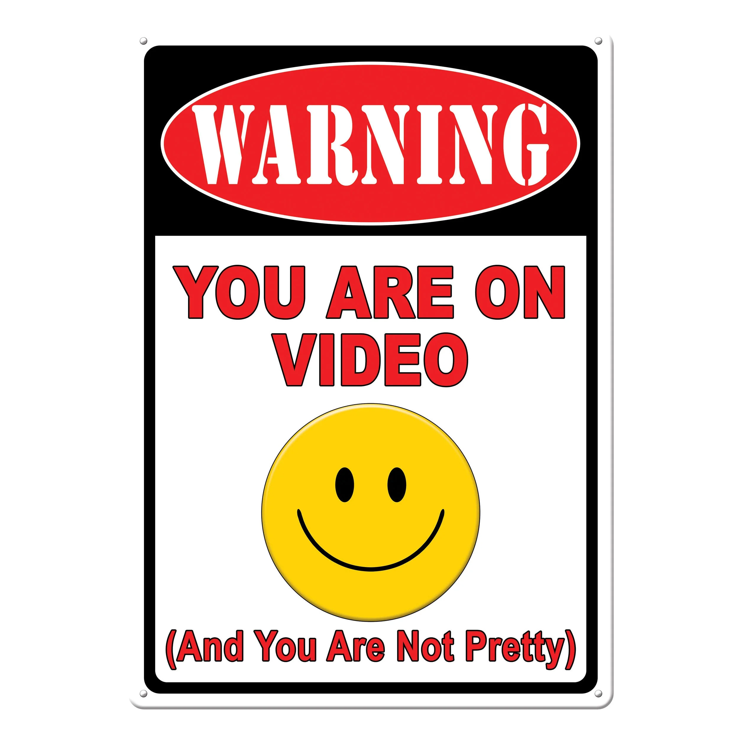 Unique Tin Sign 12in x 17in-Warning On Video Luxury