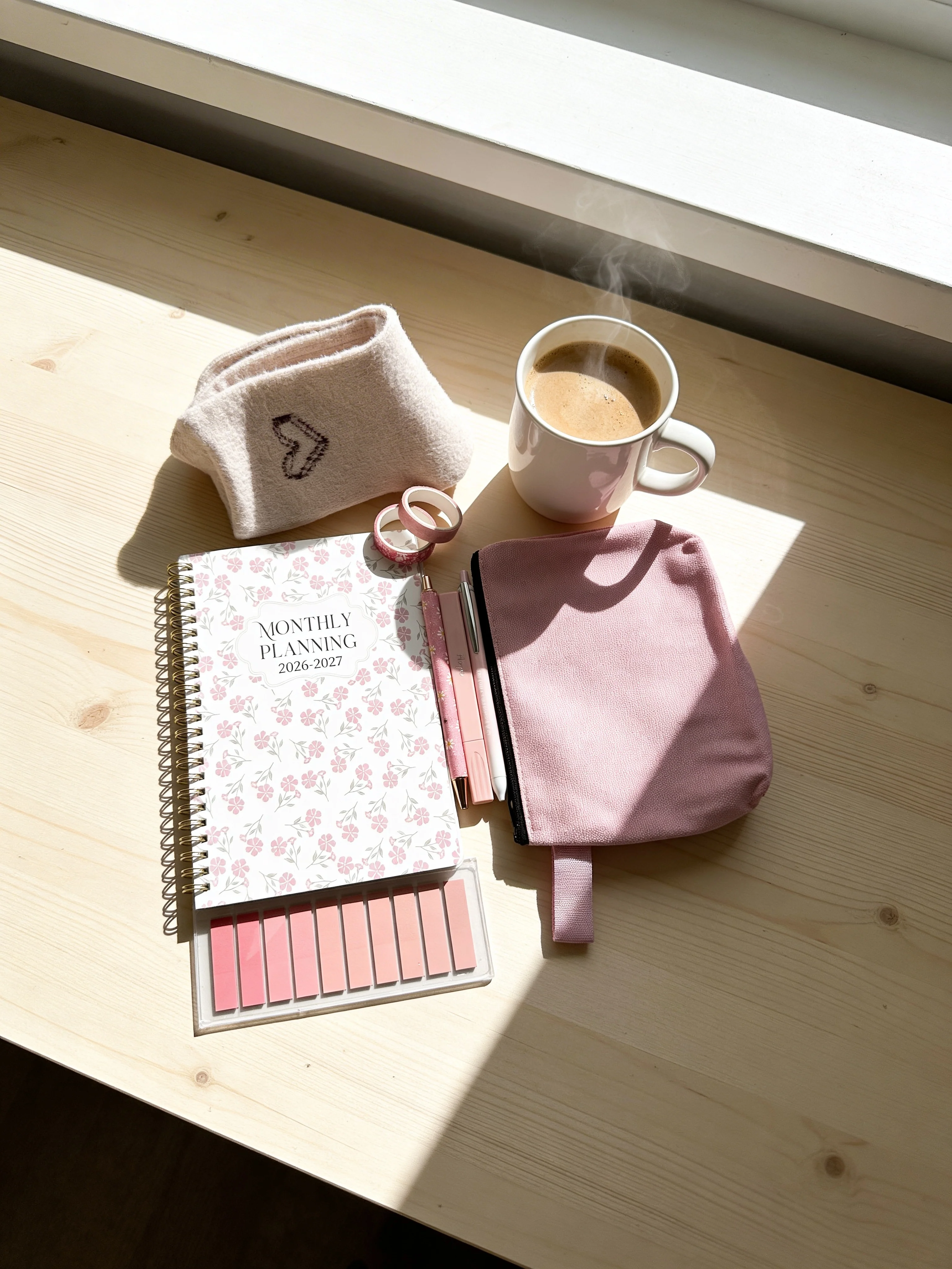Reliable Pink Floral Planner Set Environmentally Friendly