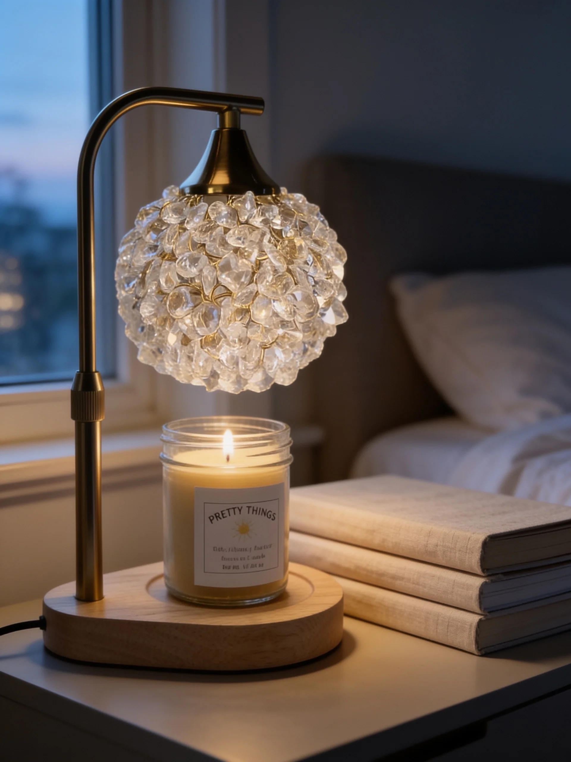 Green Golden Glow Crystal Candle Warmer Lamp Healthy