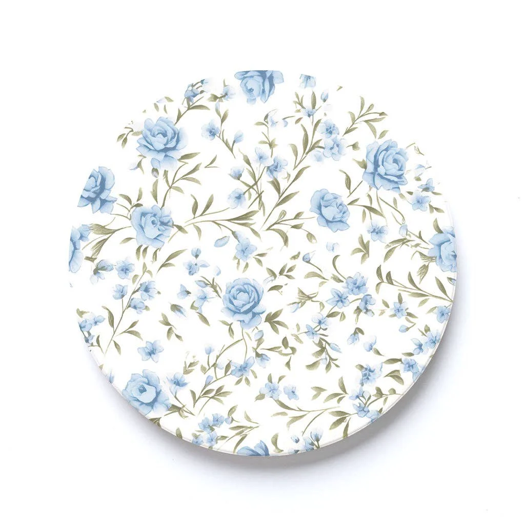 Minimalist Chinoiserie Chic Rose Floral Pattern Car Coaster Set Fine