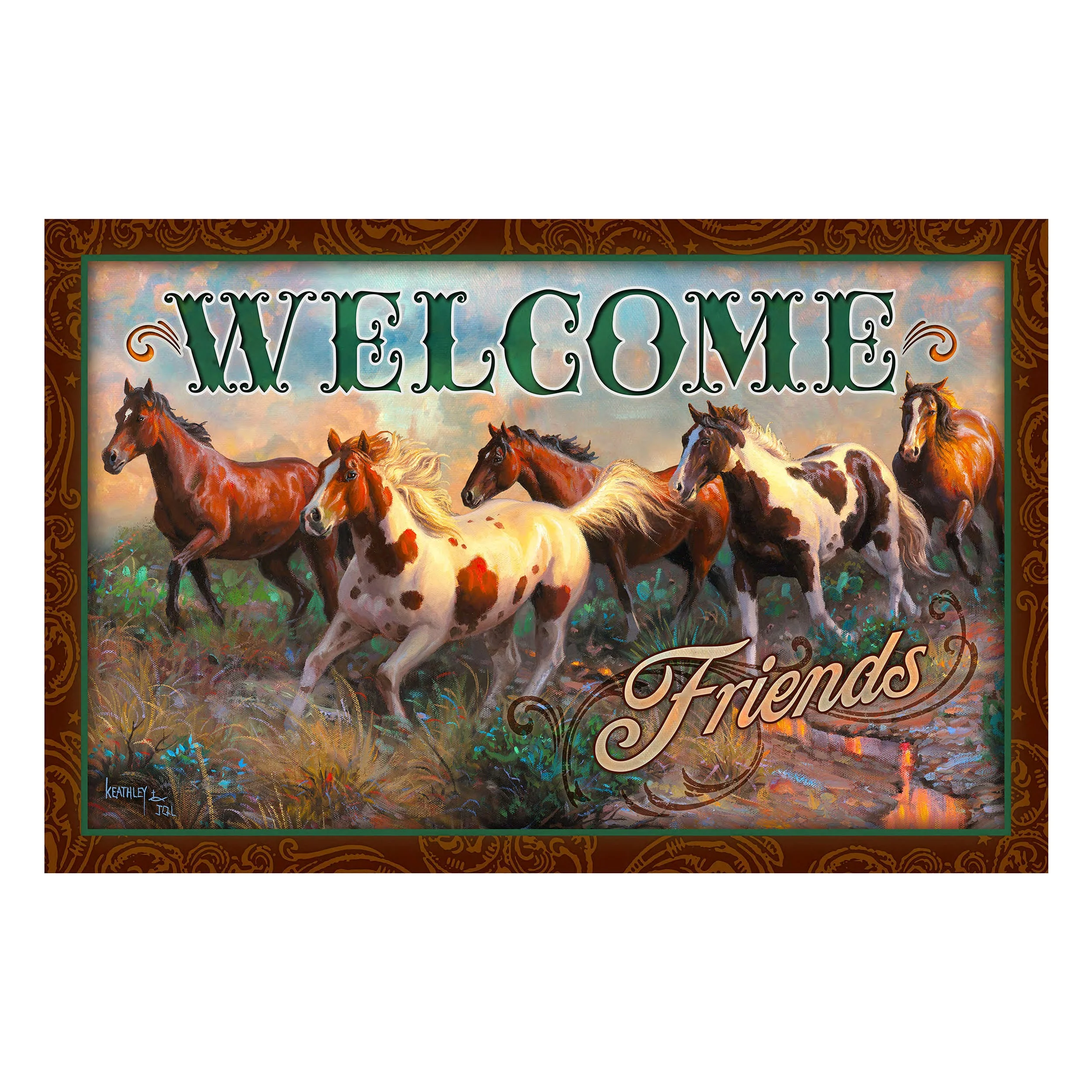 Stylish Door Mat Rubber 26in x 17in-Welcome Horse Soft