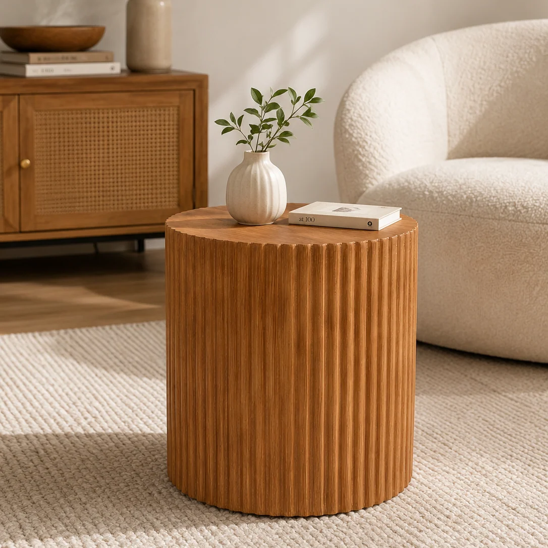 Advanced Ribbed Cylindrical End Table Breathable