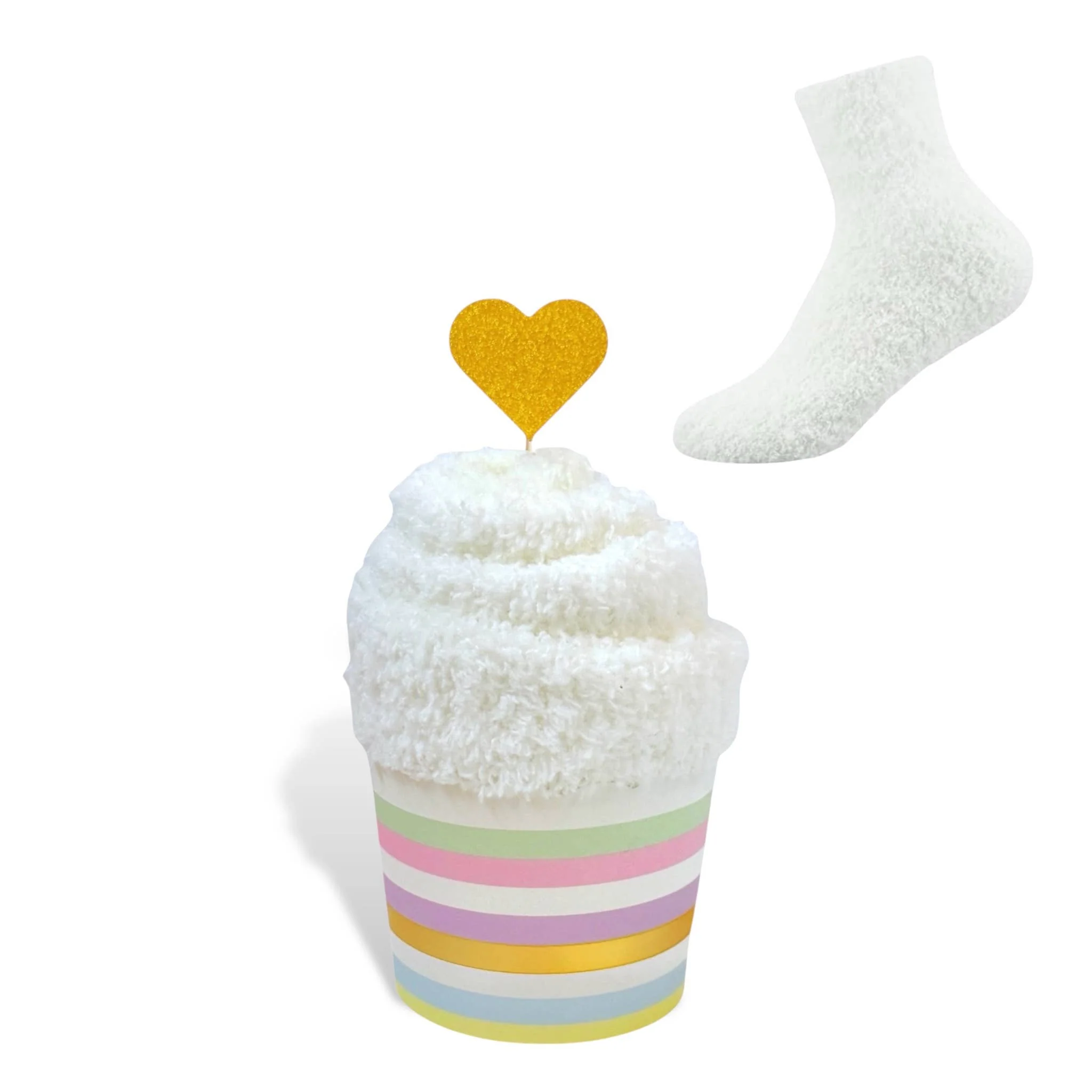 Minimalist Cozy Cupcake Socks – Heart Topper First-Class