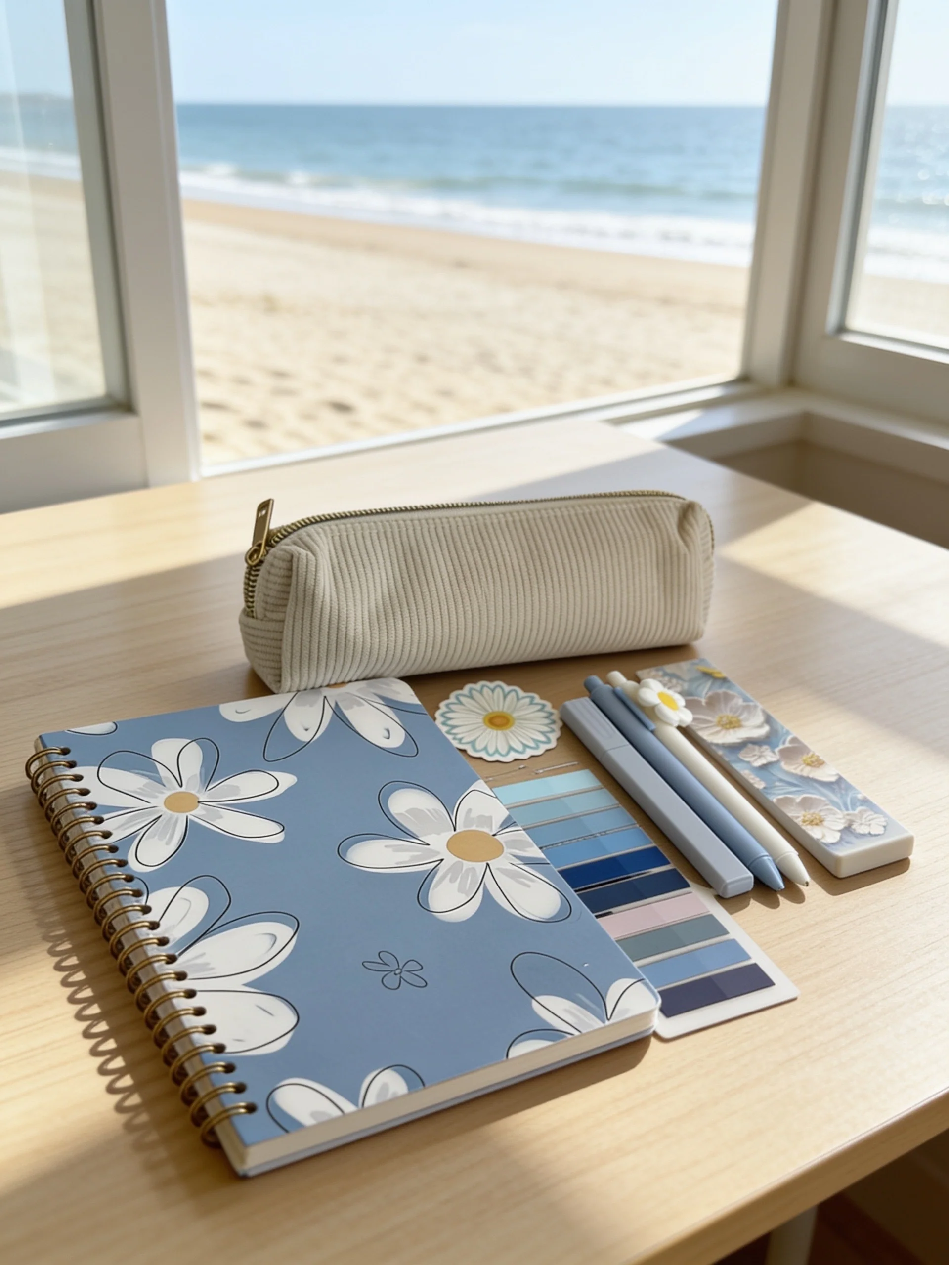 Advanced Blue Daisy Notebook Set Stylish