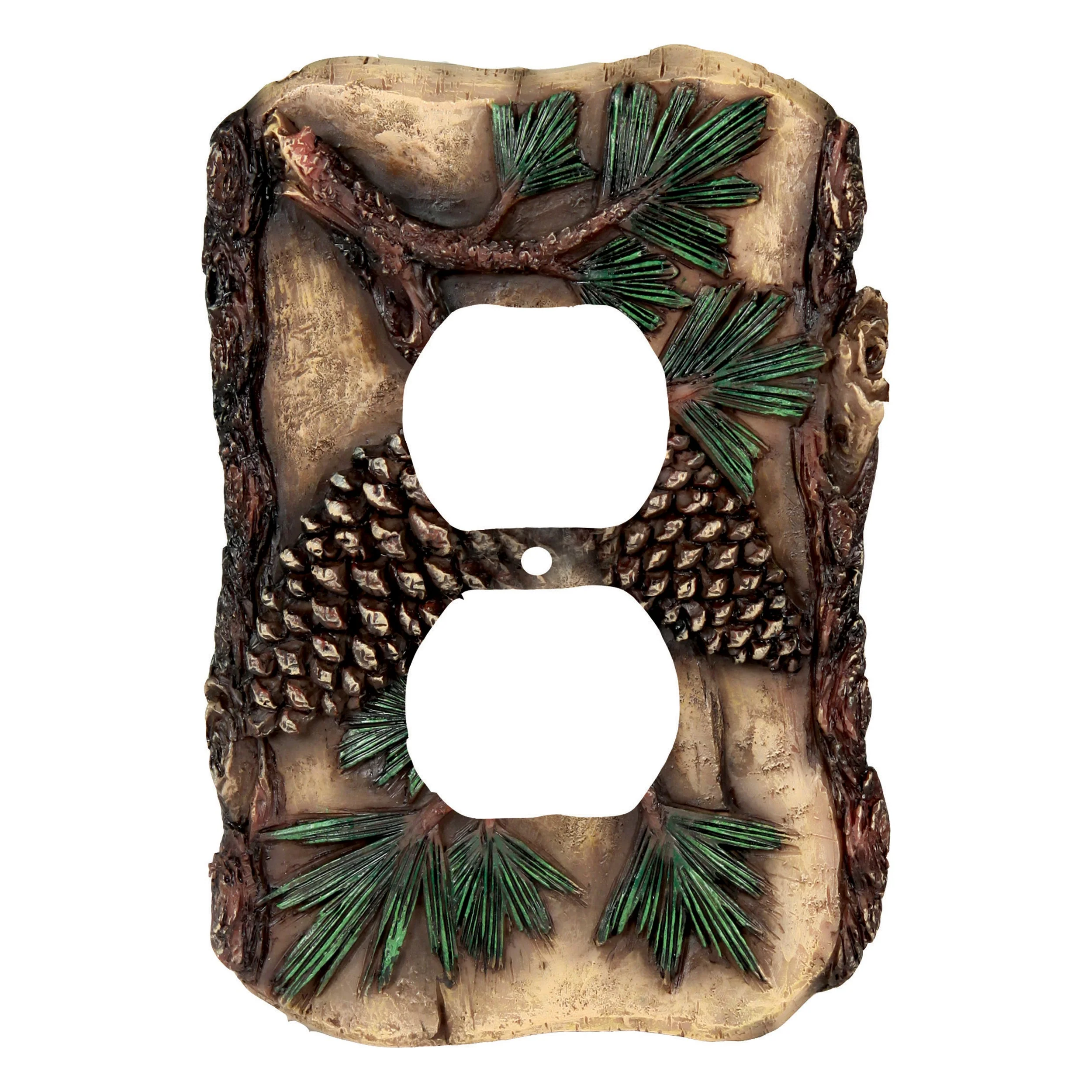 Quality Electrical Cover Plate Double Receptacle-Pine Cone Luxury
