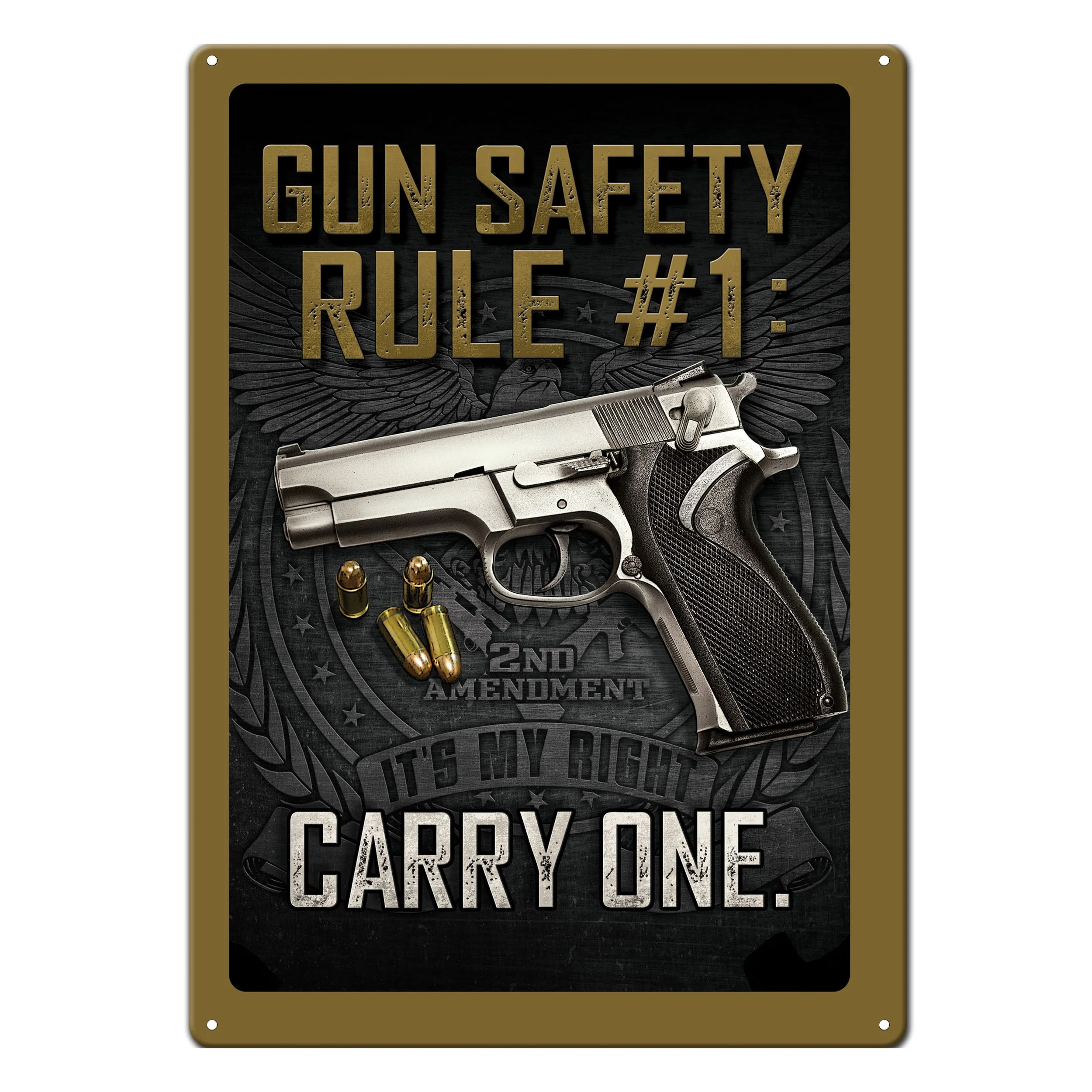 Convenient Tin Sign 12in x 17in-Gun Safety Long-Lasting