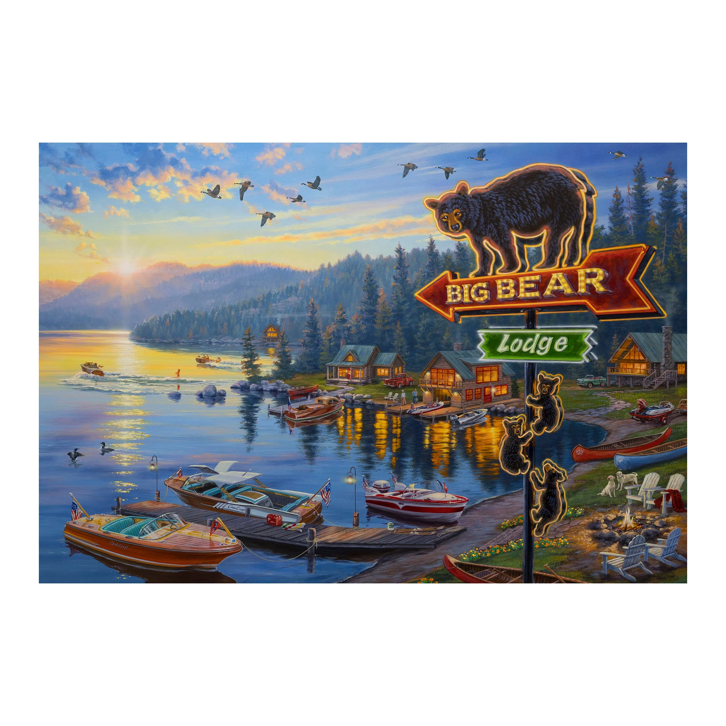 Artisan LED Art 24in x 16in-Big Bear Lodge Stylish