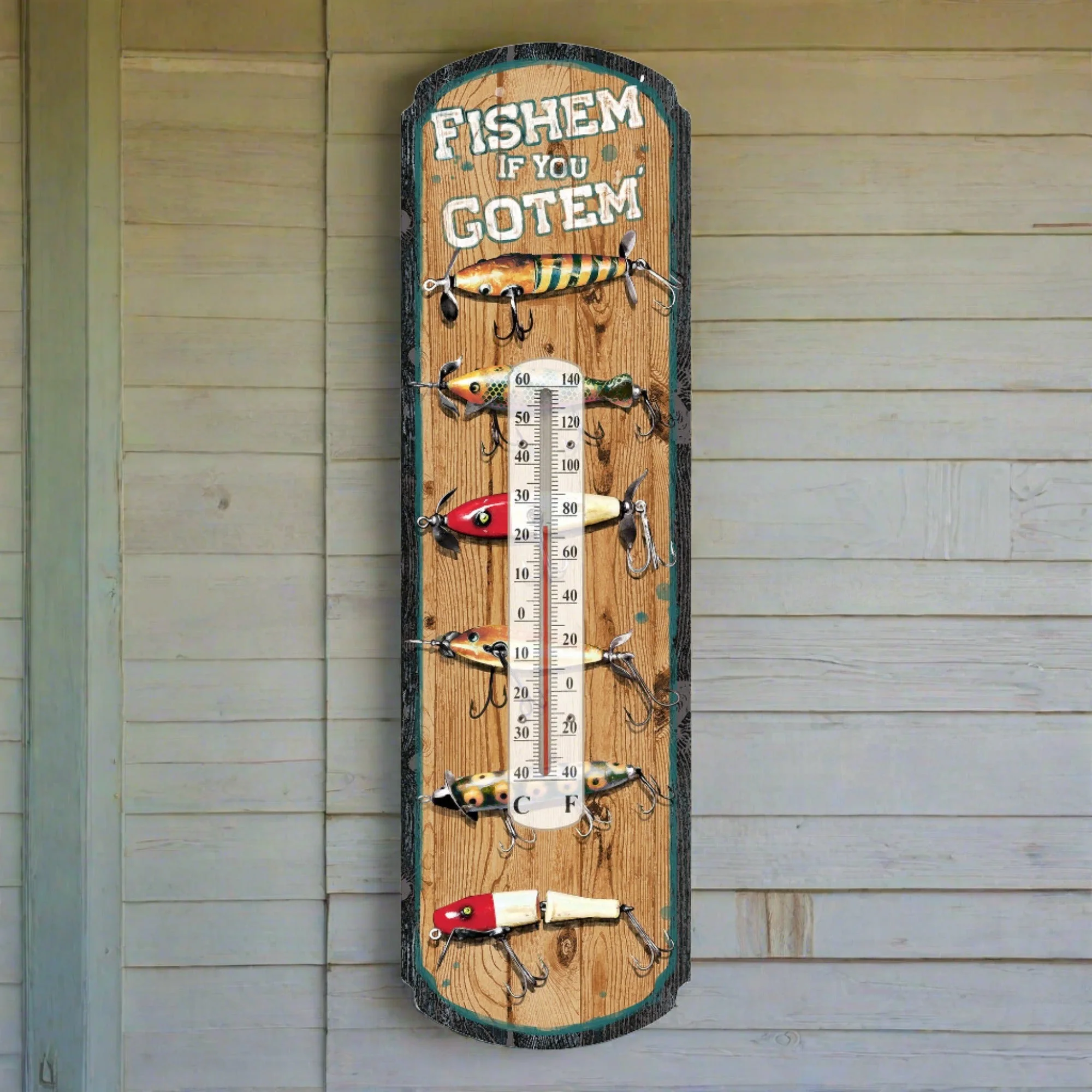 Crafted Tin Thermometer-Fishem If You Gotem Solid