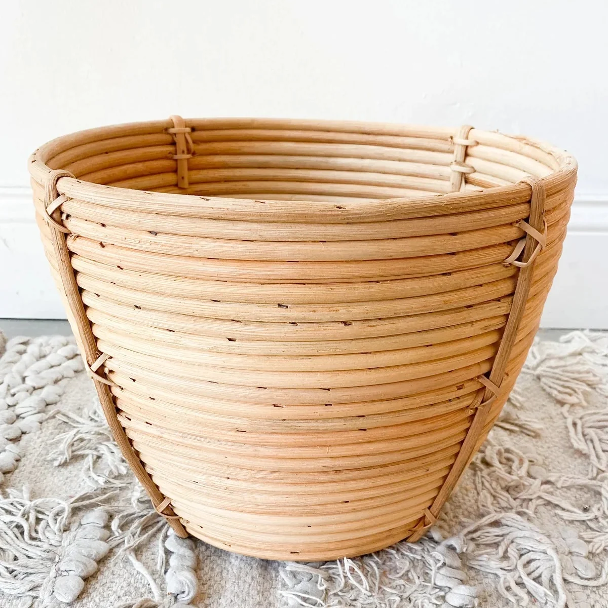 Flexible Hand Woven Rattan Basket Large Genuine