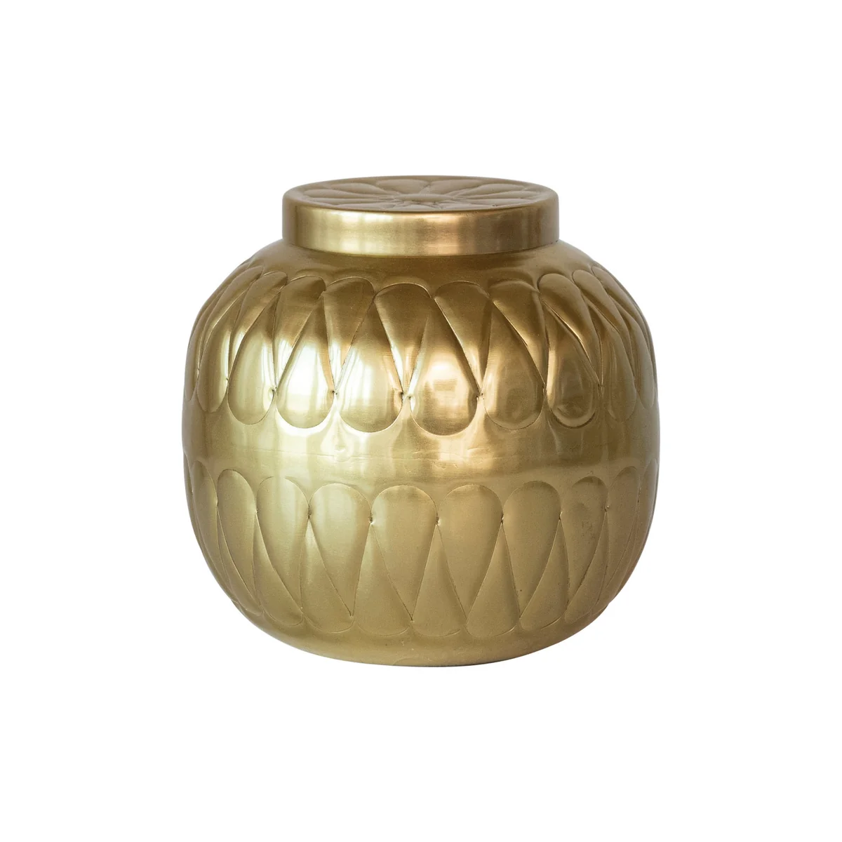 Solid Decorative Debossed Metal Container w Lid Safe
