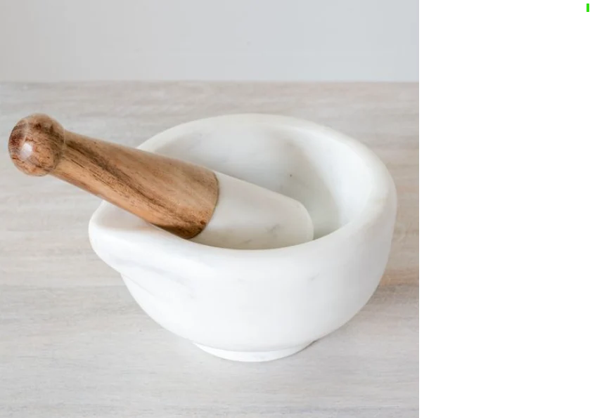 Eco-Friendly White Marble Mortar Pestle Functional