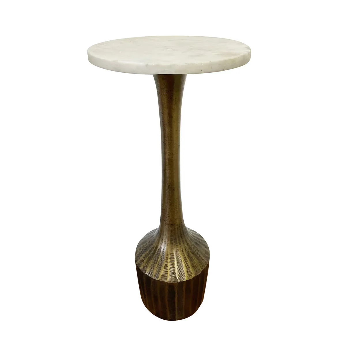 Efficient Alto Ripple Textured Metal Martini Table Dark Antique Bronze Specialty