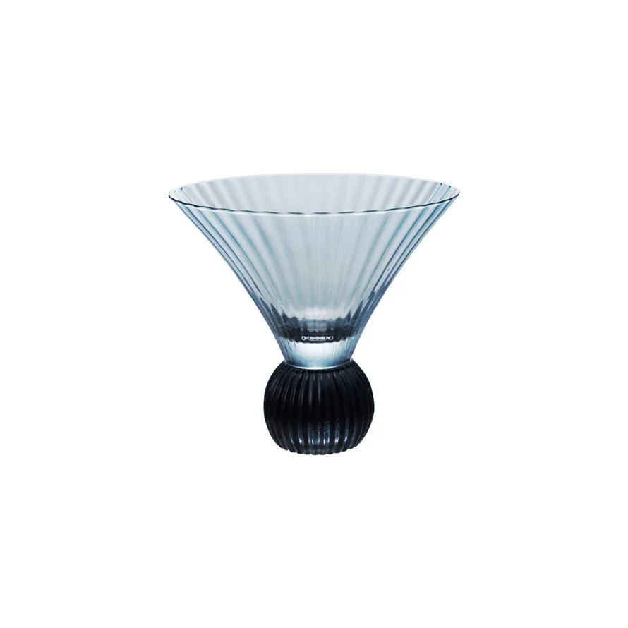 Verified Pleated Footed Martini Glass Blue Reusable