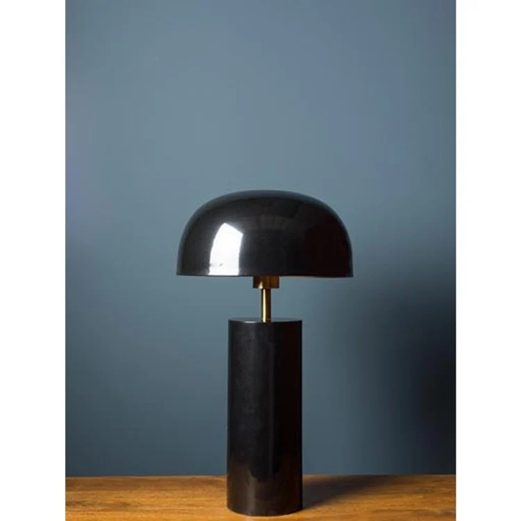 Modern Black Lacquer Lamp w Mushroom Shade Stylish