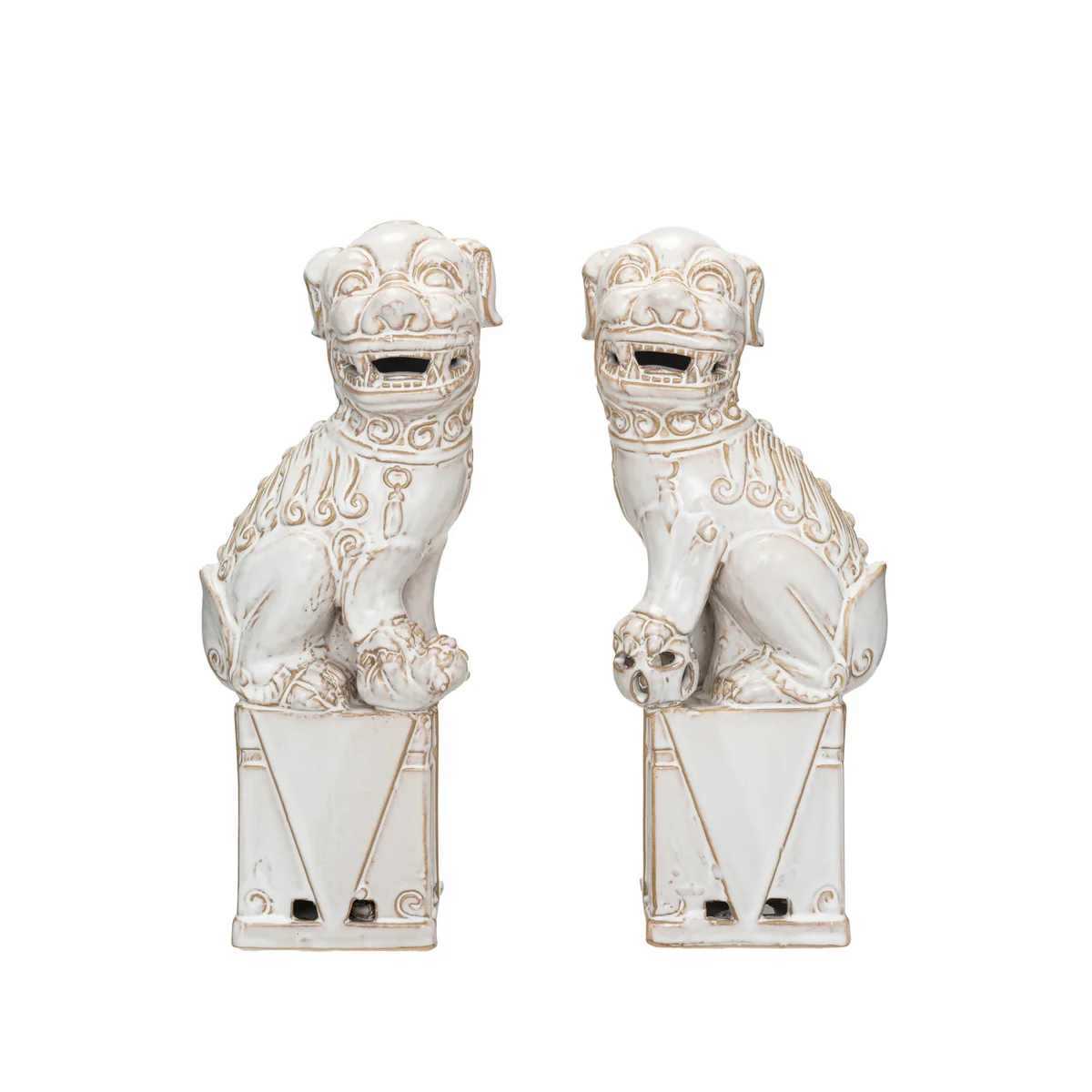 Recyclable Stoneware Vintage Reproduction Foo Dog Decor Bookends Stylish