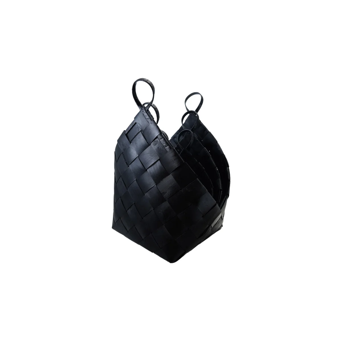 Elegant Woven Wood Baskets w Handles Black Dependable