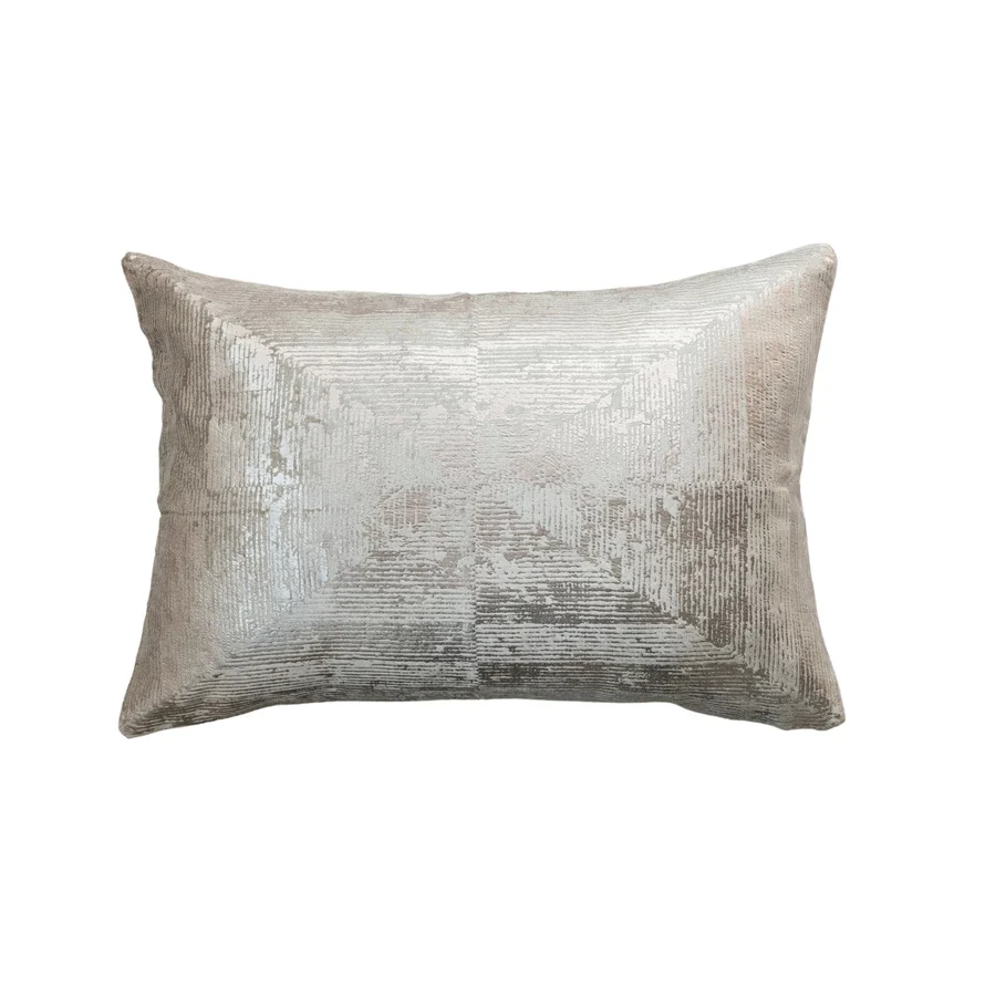 Selected Cotton Velvet Printed Lumbar Pillow w Gold Foil Exceptional