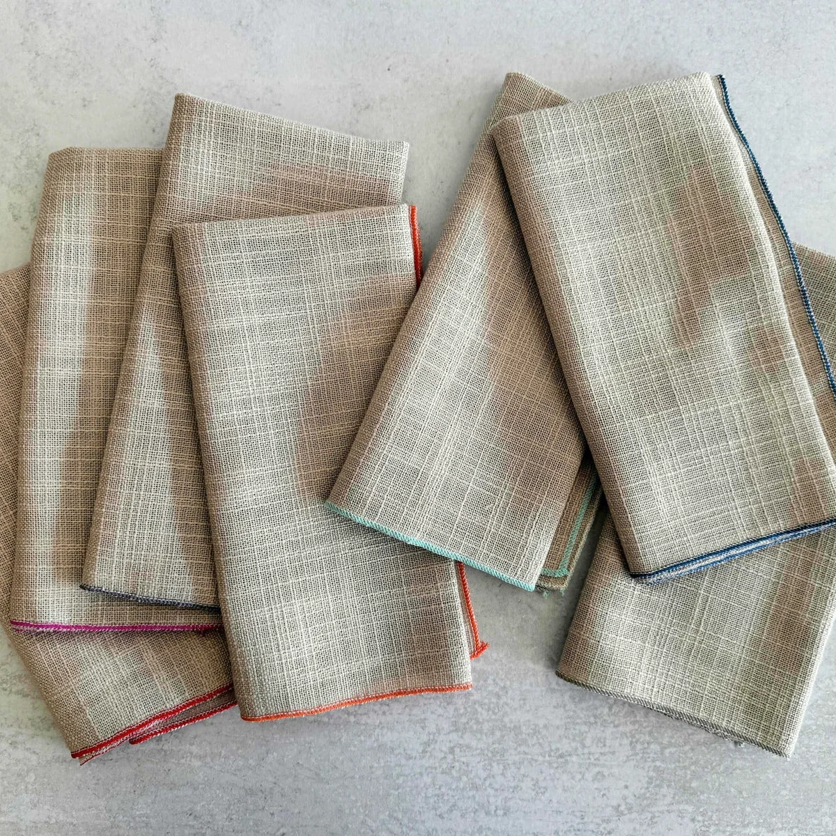 Enhanced Oatmeal Napkins with Color Edging Comfortable