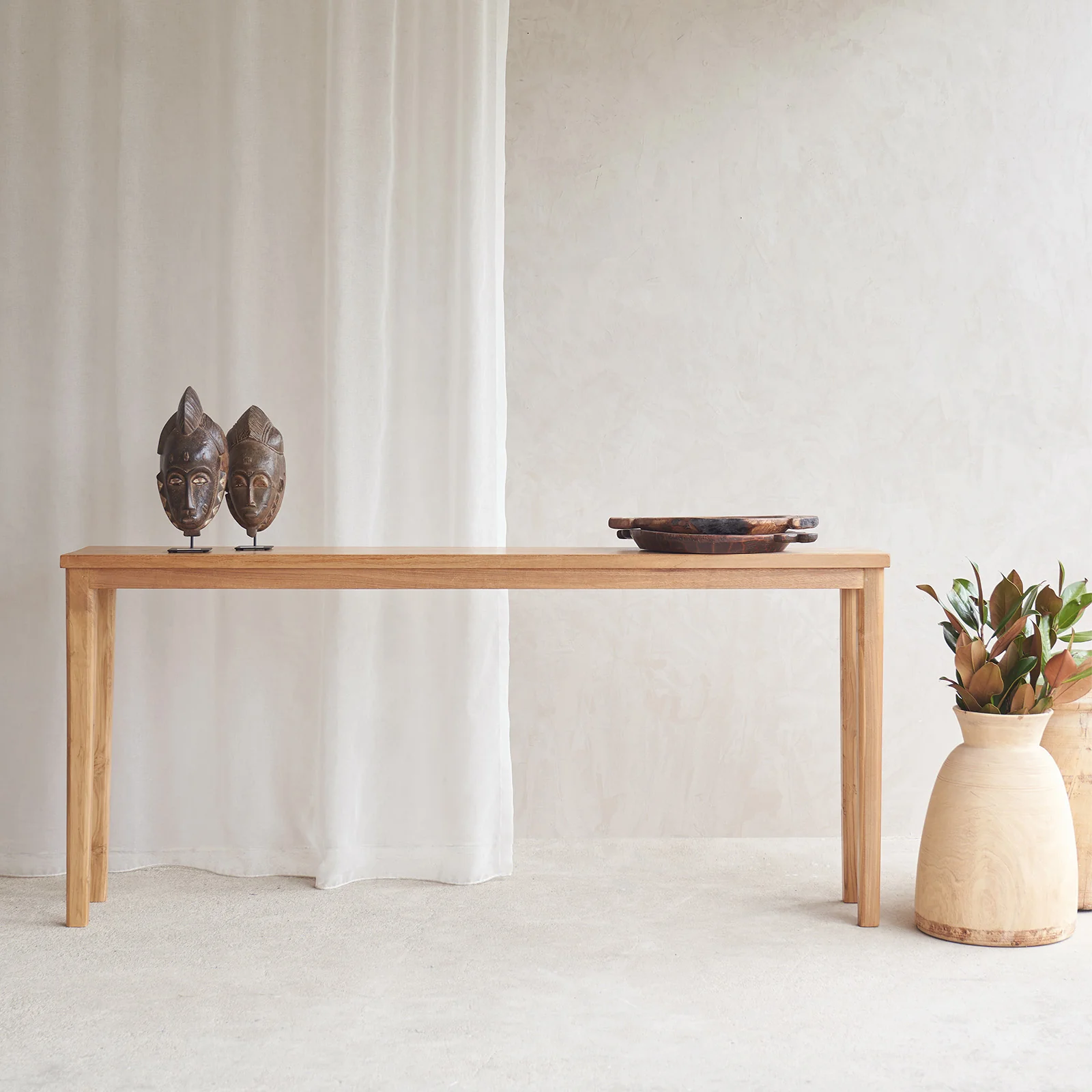 Clean Rustic Java Teak Console Natural Breathable
