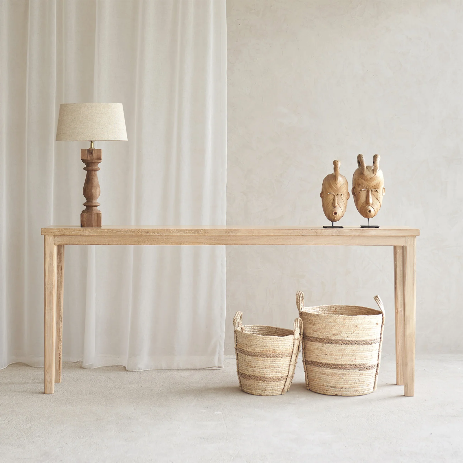 High-Quality Rustic Java Teak Console Whitewash Contemporary