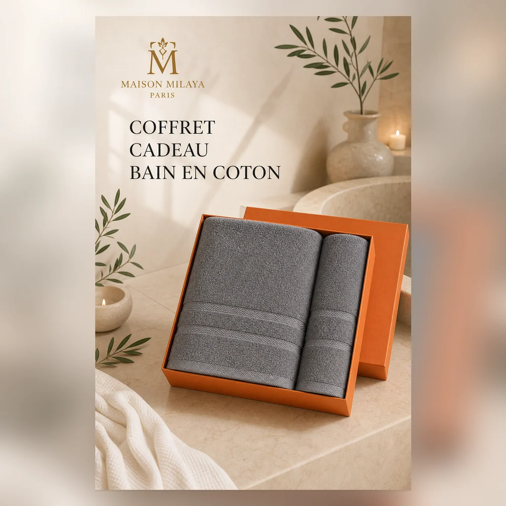 Next-Generation Coffret Cadeau Bain en Coton – Serviette Essuie-Mains – Maison Milaya Premium Material