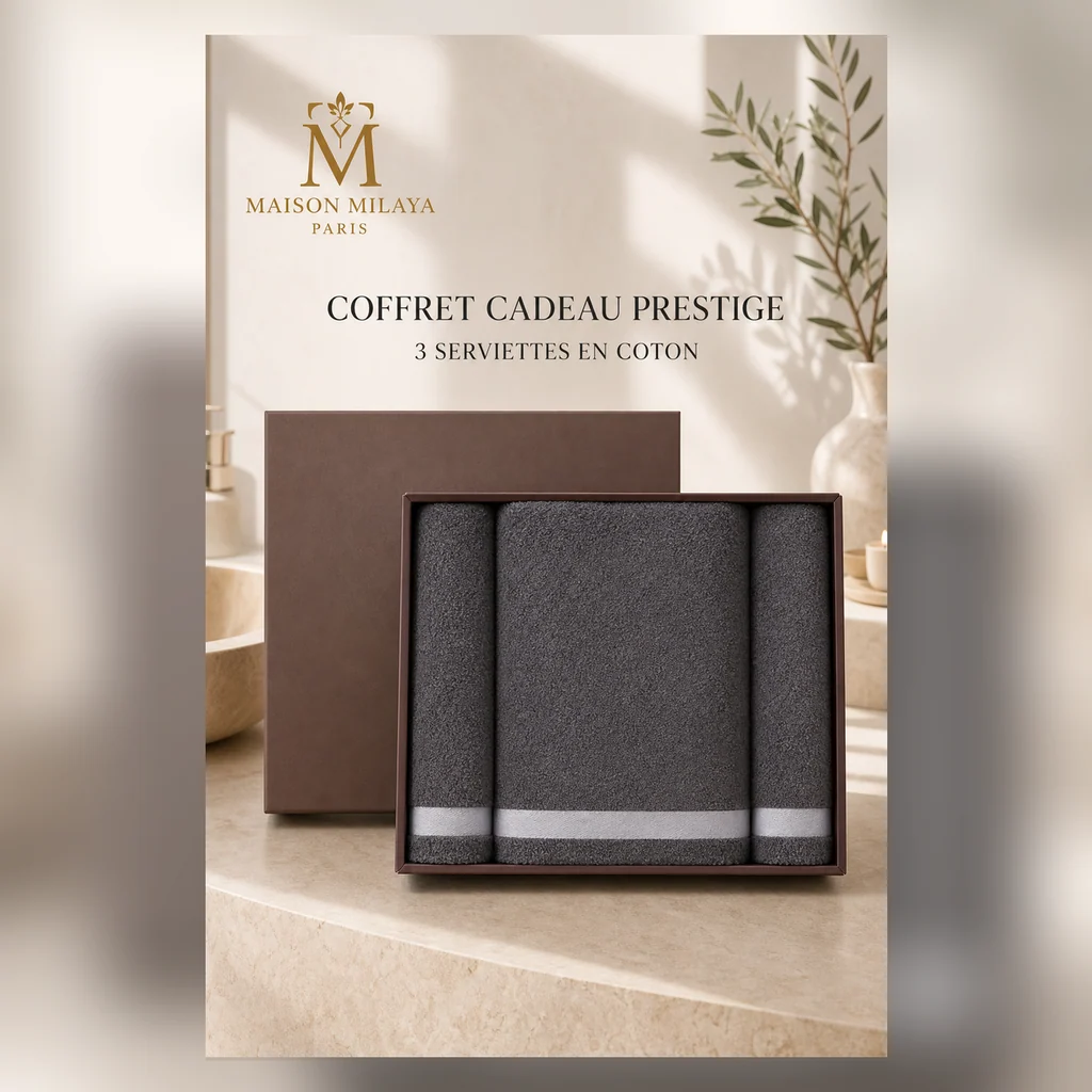 Optimized Coffret Cadeau Prestige – 3 Serviettes en Coton – Maison Milaya Advanced