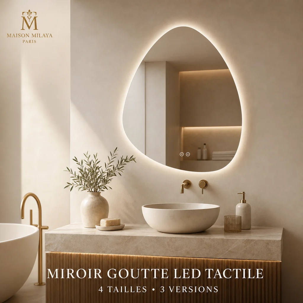 Fine Crafted Miroir Goutte LED Tactile – Maison Milaya Verified