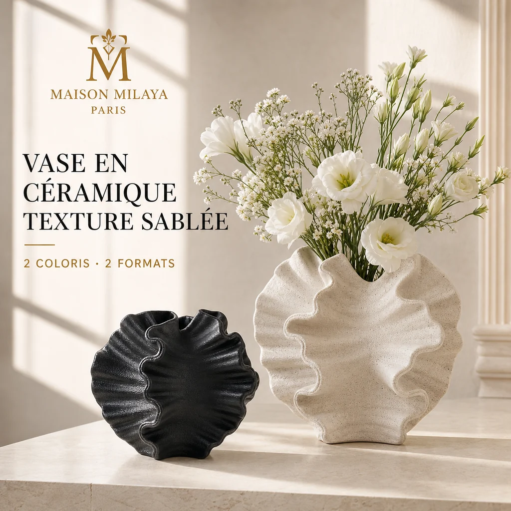 Long-Lasting Vase en Céramique Texture Sablée – Maison Milaya Sophisticated