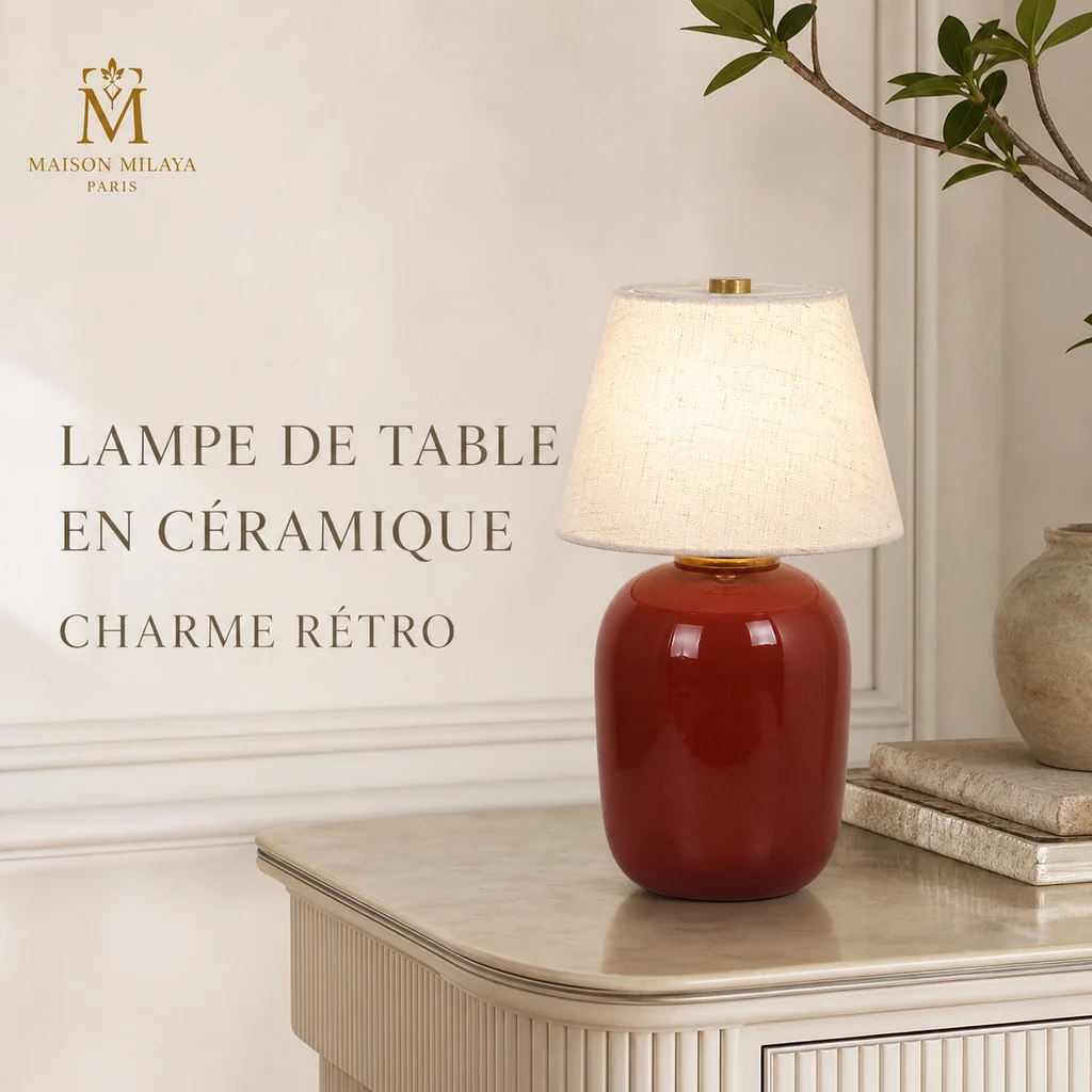 Easy-to-Use Lampe de Table en Céramique Rétro – Maison Milaya Relaxed