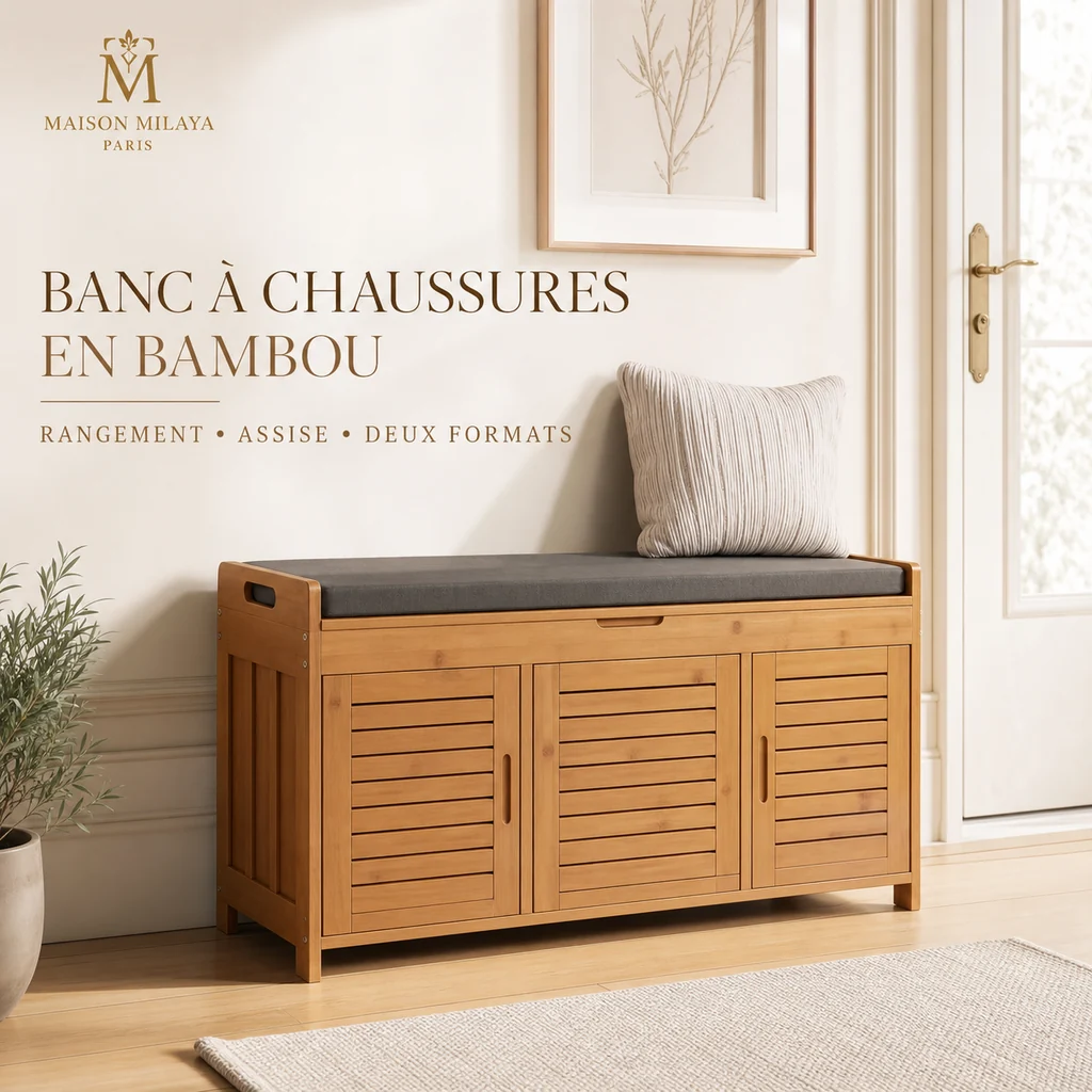 Professional Banc à Chaussures en Bambou avec Assise – Maison Milaya Consistent