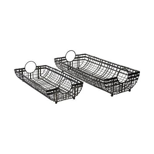Smooth Kenneth Set of 2 24L x 12W Gray Metal Baskets Superior