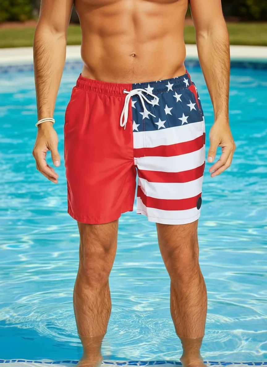 Refined Line in the Sand USA Swim Shorts Reusable