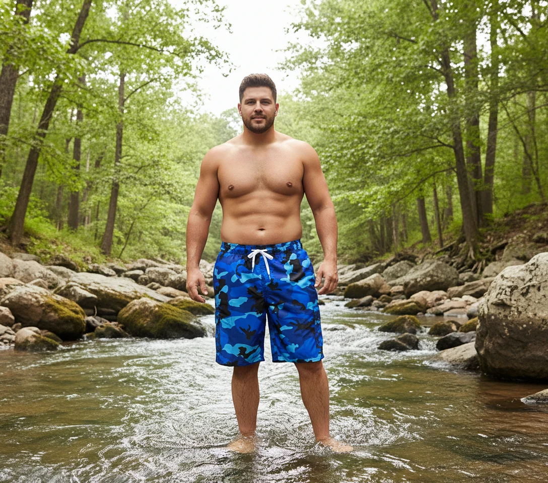 Easy-to-Use Mens Big Sizes 2X-5X Cargo Swimsuit Blue Clean