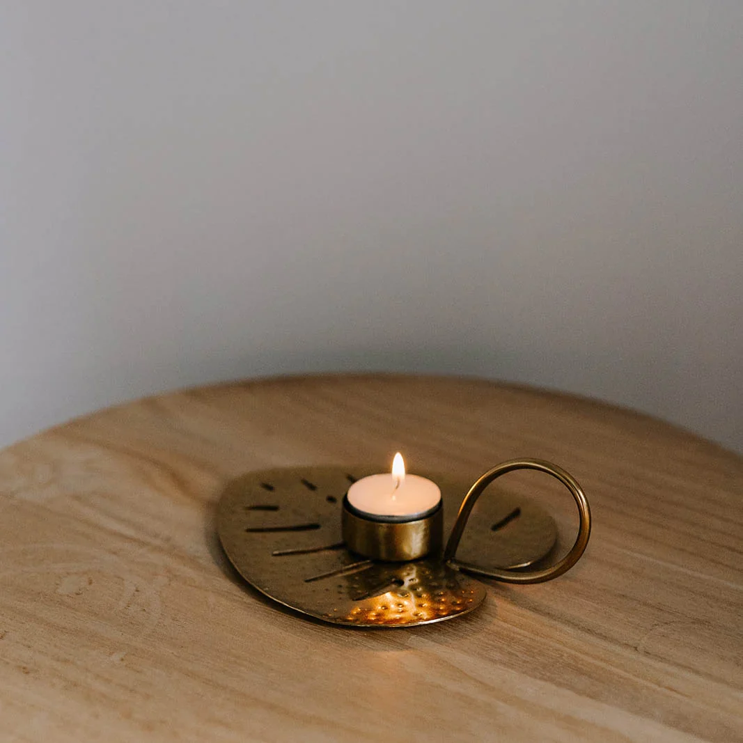 Natural Monstera Leaf Votive Selected