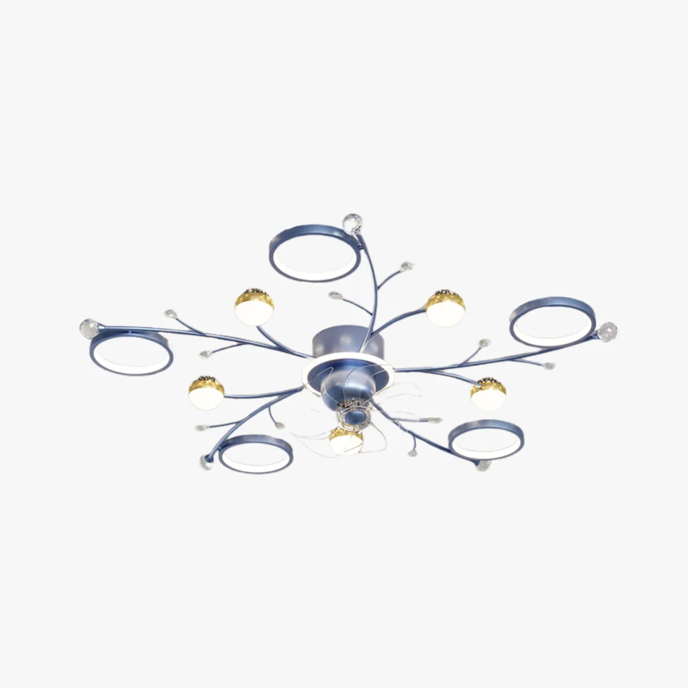 Clean Madina Deckenventilator mit Beleuchtung Blau Schwarz 6 8 10-flammig ∅80 120CM Flexible