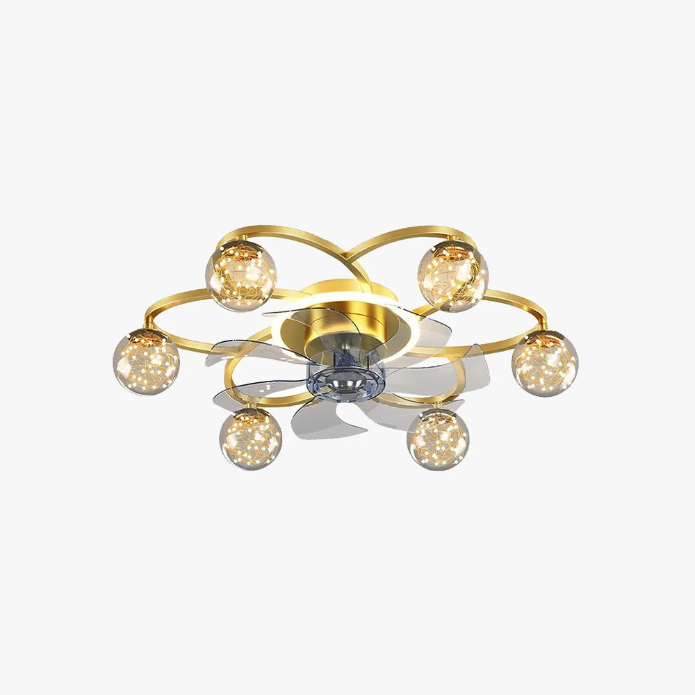 Unique Madina Deckenventilator mit Beleuchtung Sternklar Gold 7-Blatt ∅58CM Genuine