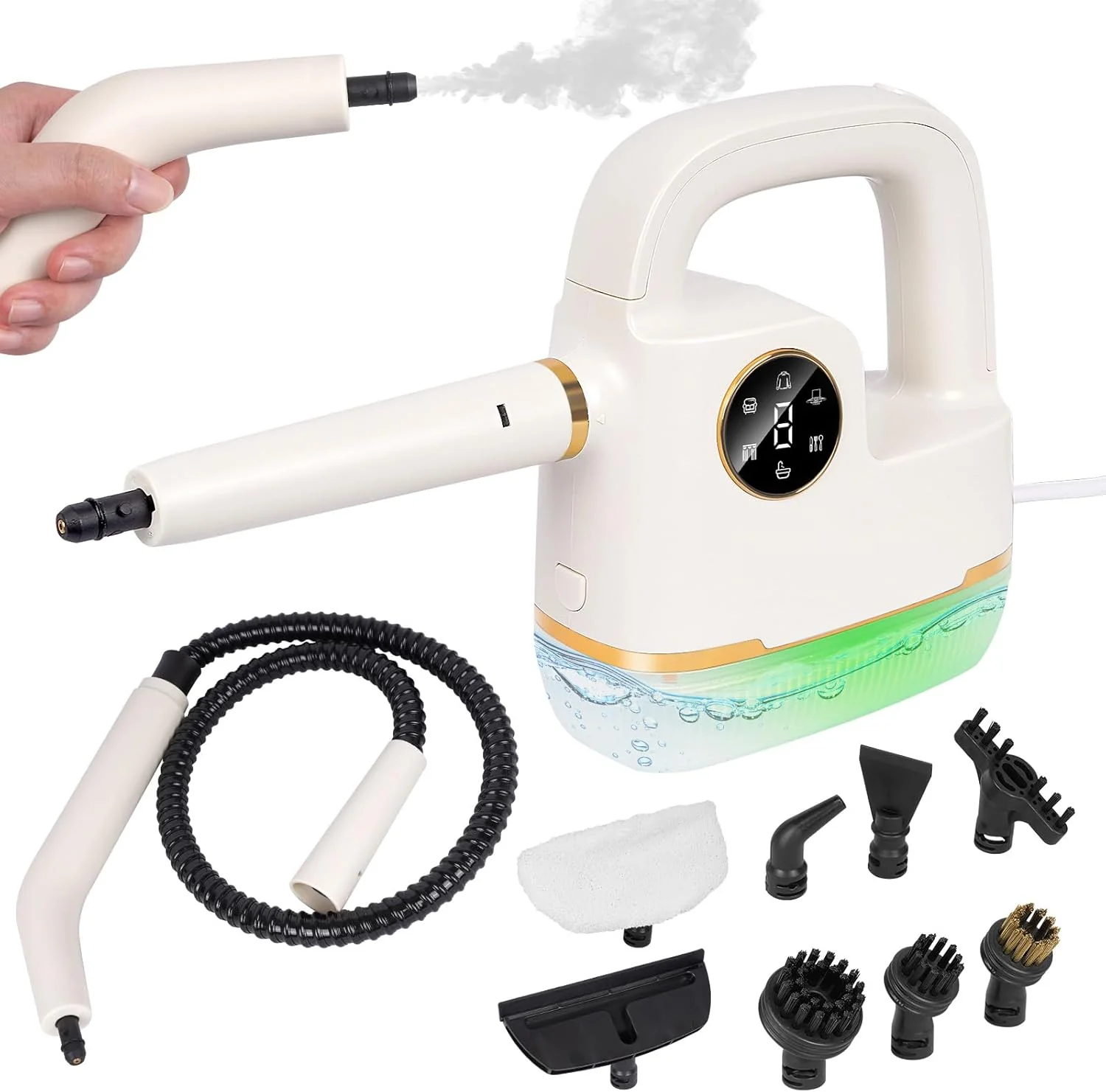 Green Handheld Steam Cleaner One Click Clean Steamer for Cleaning 10-in-1 High Pressure Steam Cleaner for Home Car Detailings Fabric etc. Separate Design Efficient