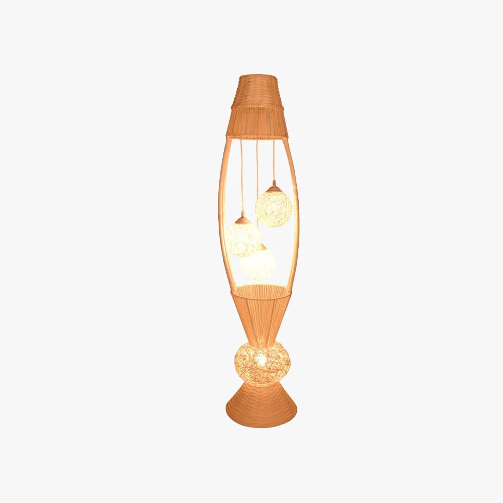 Elite Muto Fisch Korb Stehleuchte Holz Bambus 4-flammig 140CM Lang Sustainable