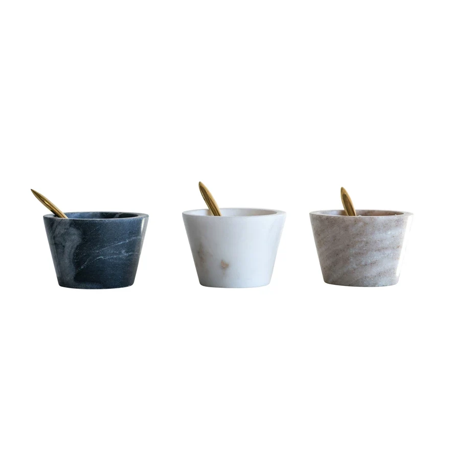 Smooth Marble Bowl with Spoon Relaxed