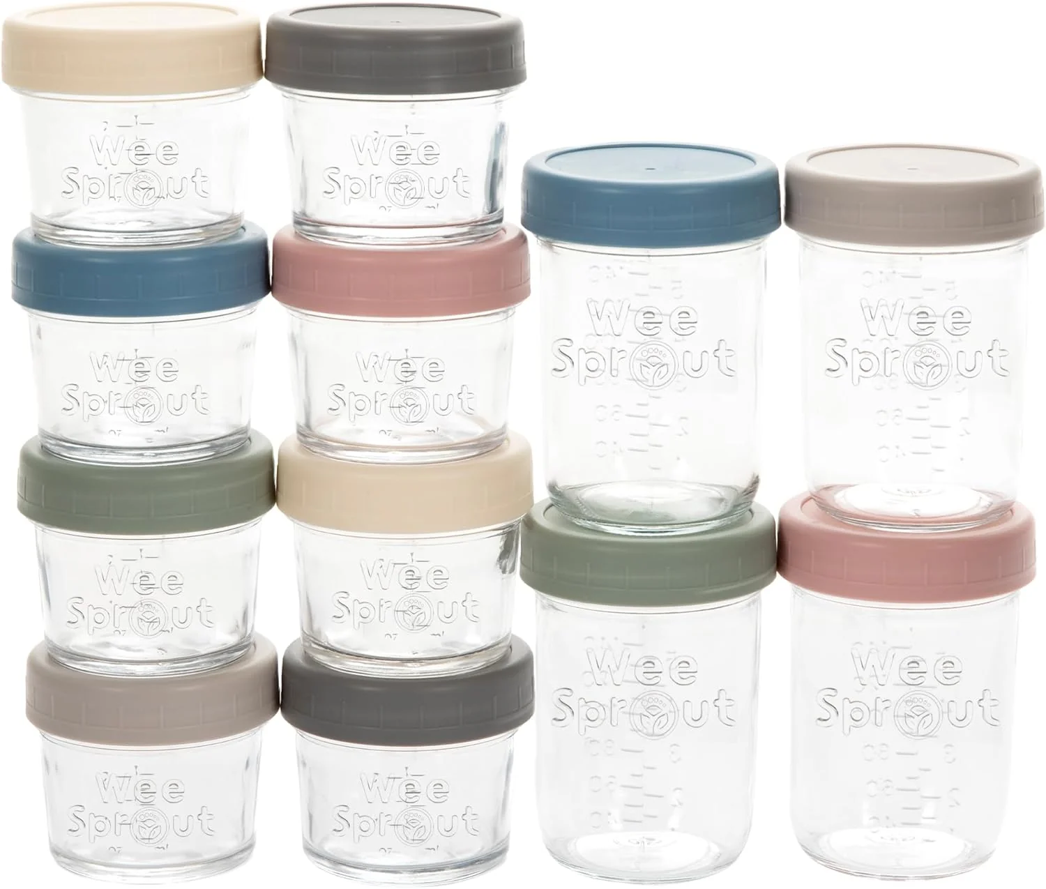Sophisticated WeeSprout Glass Baby Food Storage Jars w Lids 4 8 oz 12 Pack Set Snack Reusable Small Containers Breast Milk Fridge zer World-Class