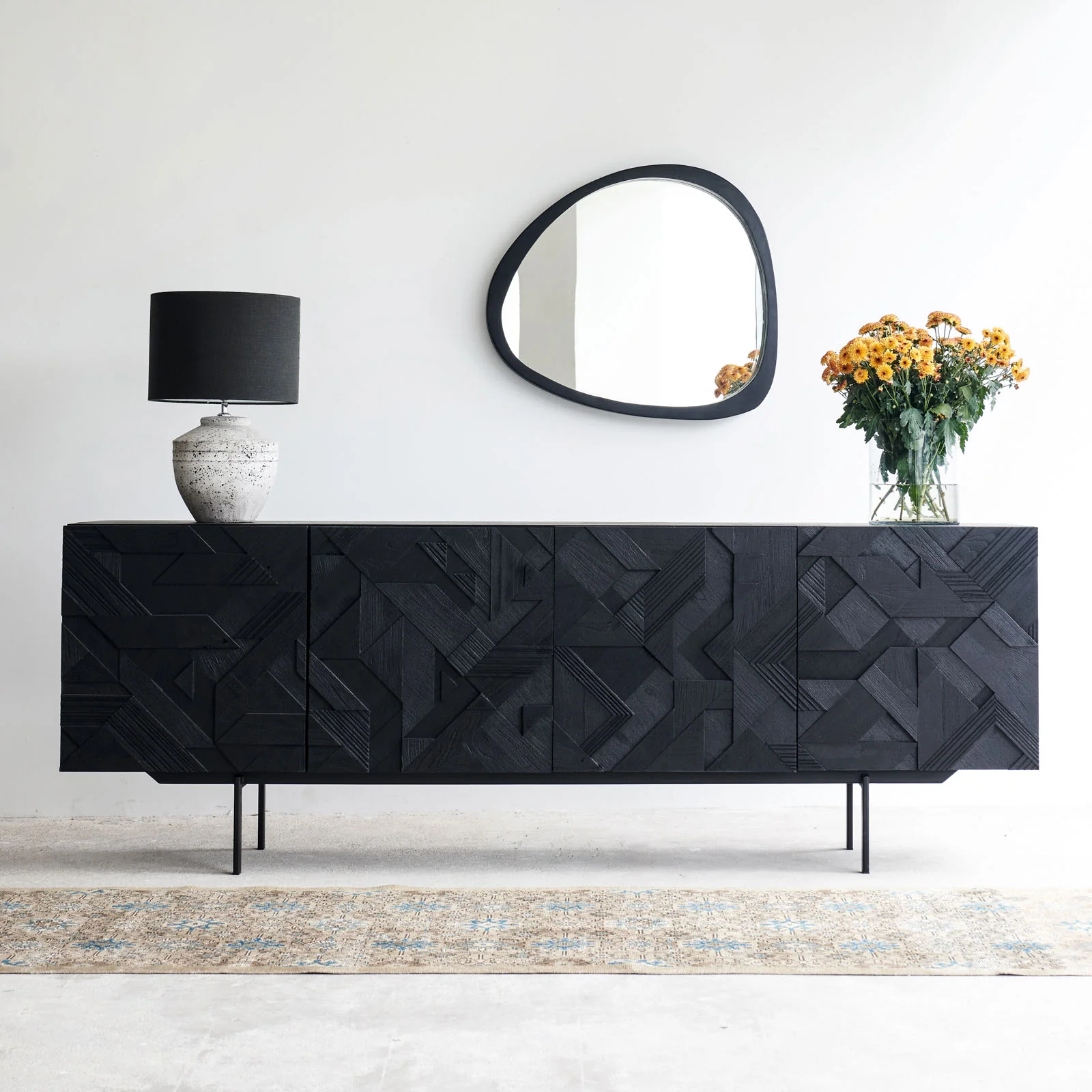 Flexible Graphic Sideboard Teak 224cm Sustainable