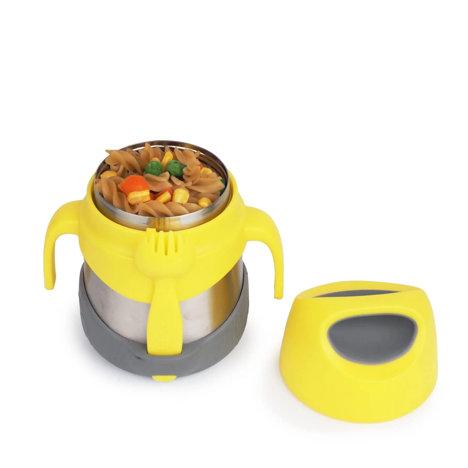 b.box Insulated Food Jar with Spork 11 oz Lunch Containers for Kids Stainless Steel Lunch Box for Kids Food Containers Warm 5 Hours Easy Open Dishwasher Safe BPA — Lemon Sherbet Contemporary