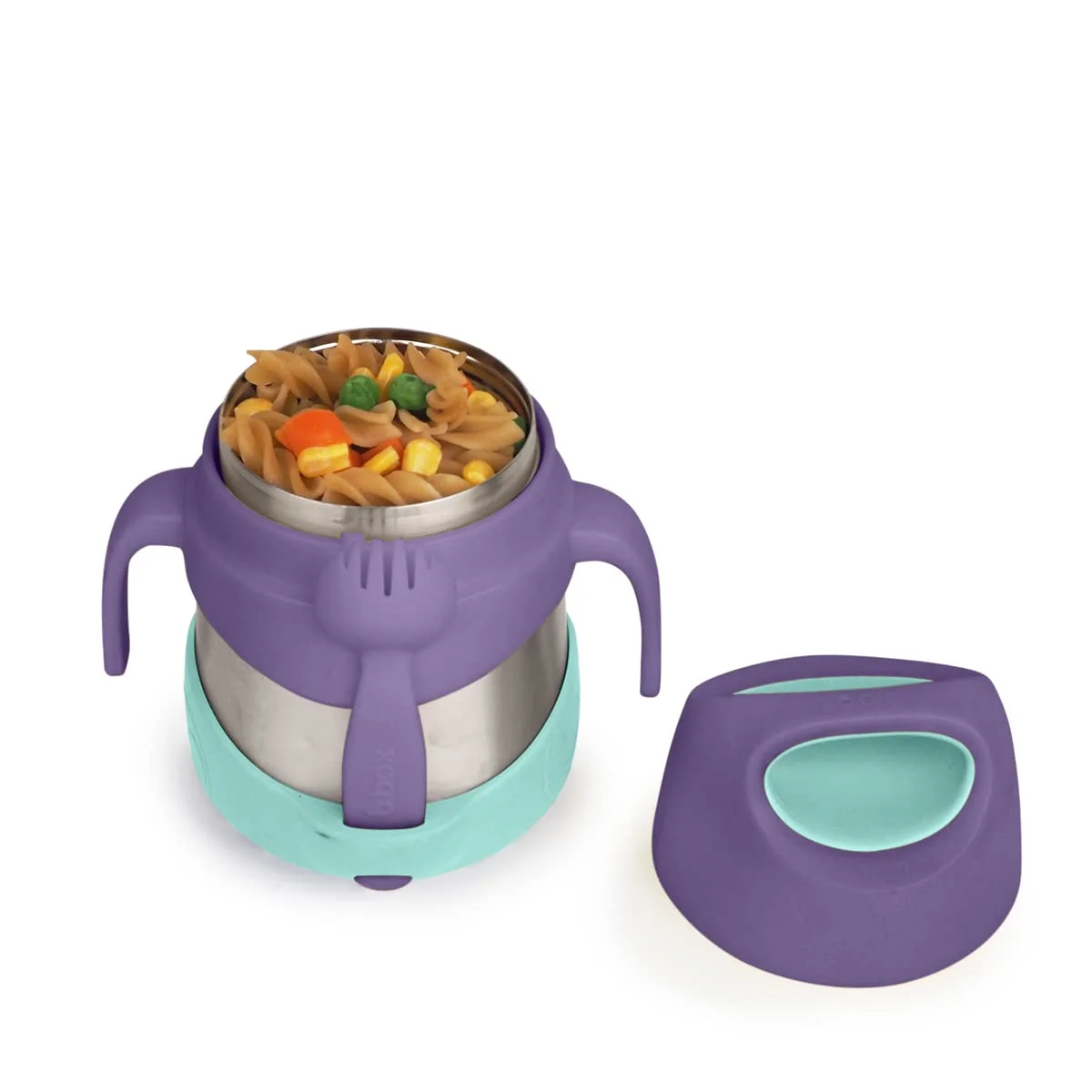 Eco-Friendly b.box Insulated Food Jar with Spork 11 oz Lunch Containers for Kids Stainless Steel Lunch Box for Kids Food Containers Warm 5 Hours Easy Open Dishwasher Safe BPA — Lilac Pop Solid