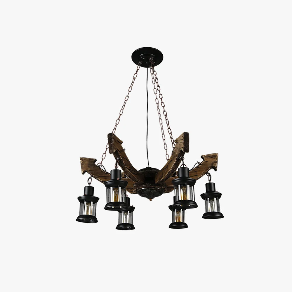 Comfortable Austin Kronleuchter Metall Holz 6-flammig Exclusive